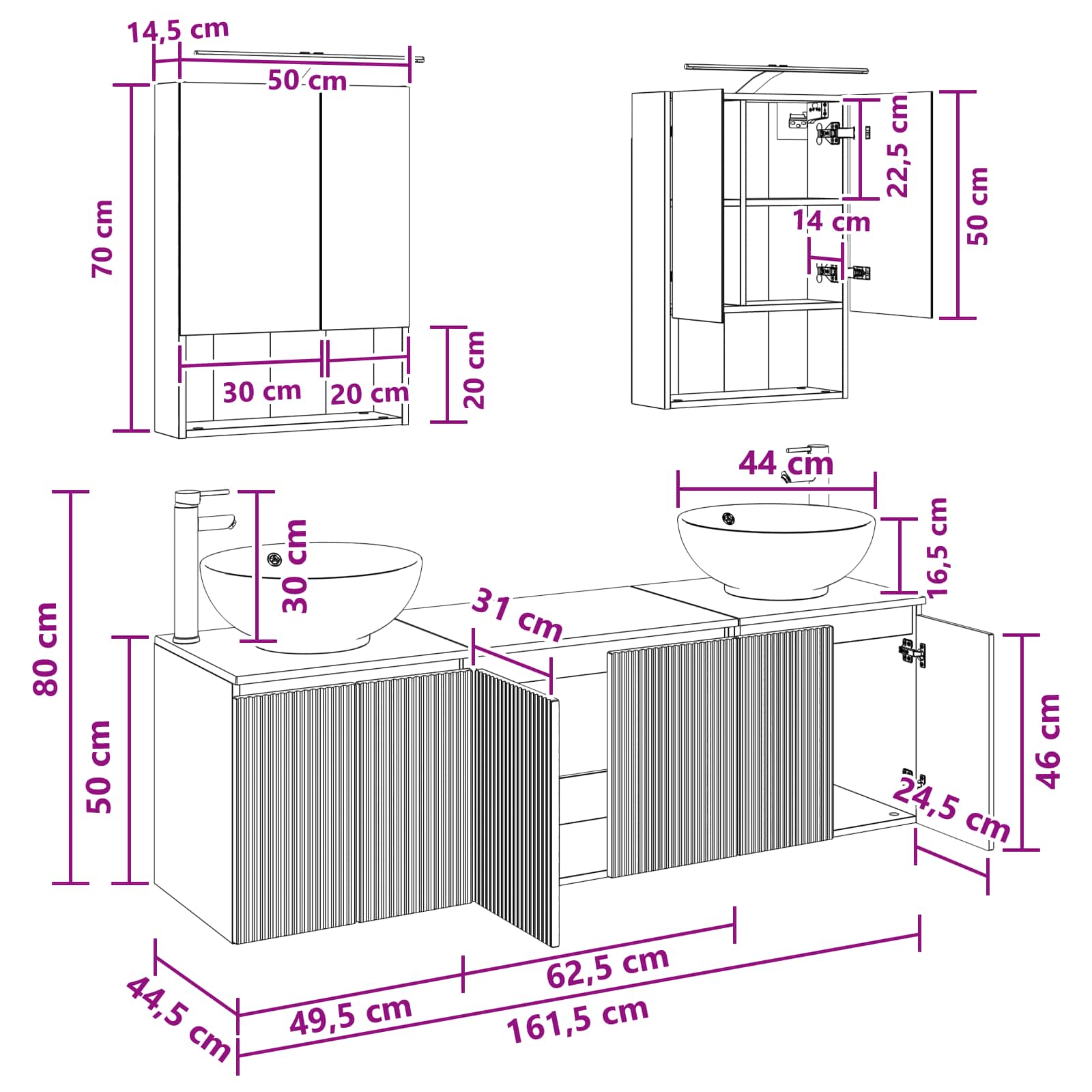 Set ormarića za kupaonicu 5 pcs Siva Sonoma Konstruirano drvo