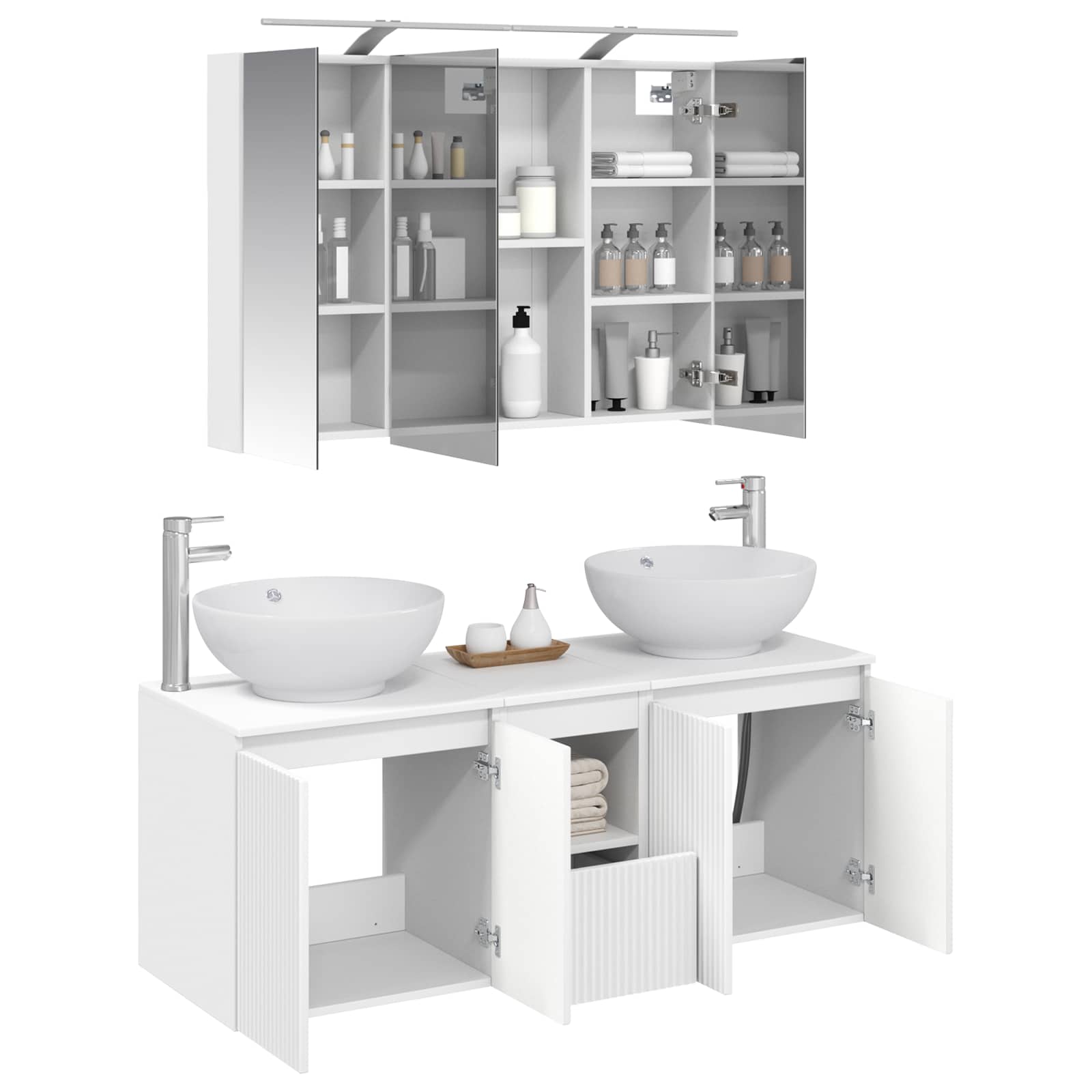 Set ormarića za kupaonicu 4 pcs Bijela Konstruirano drvo