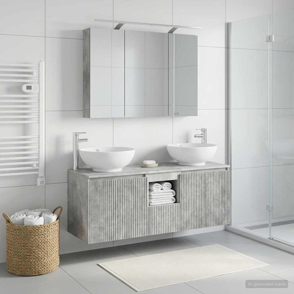 Set ormarića za kupaonicu 4 pcs Betonska siva Konstruirano drvo