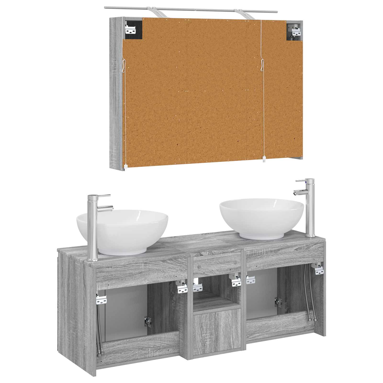 Set ormarića za kupaonicu 4 pcs Siva Sonoma Konstruirano drvo