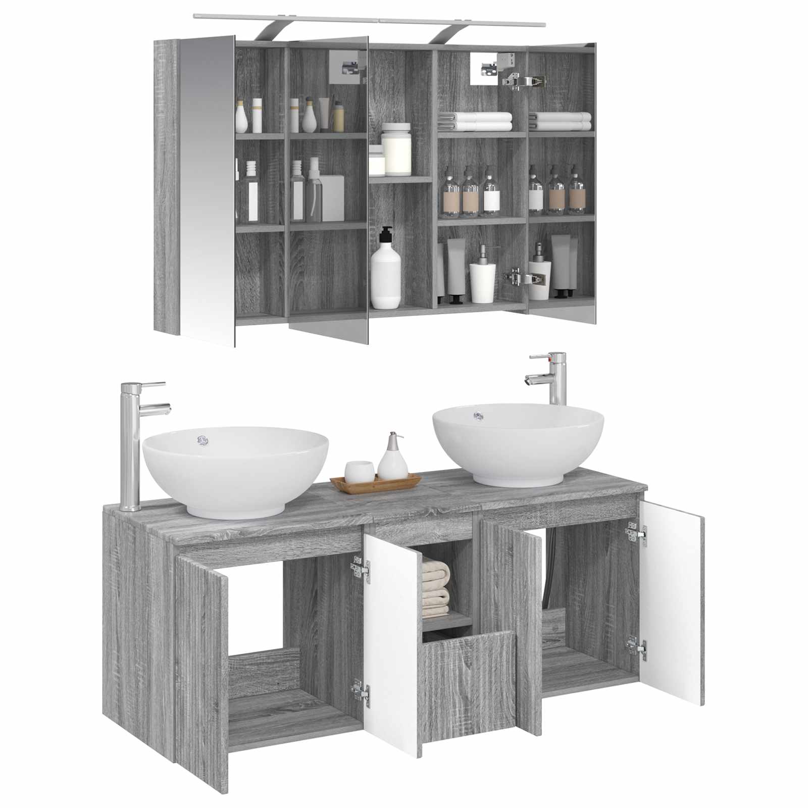 Set ormarića za kupaonicu 4 pcs Siva Sonoma Konstruirano drvo