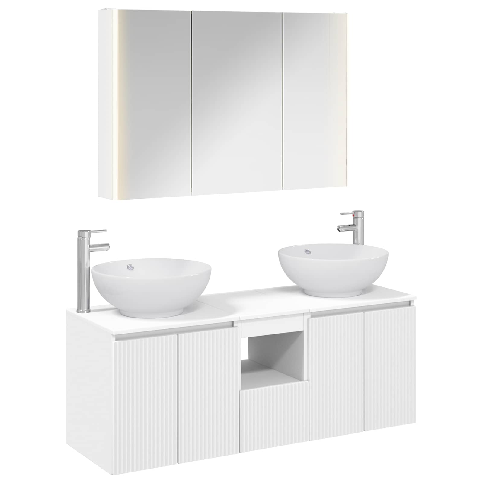 Set ormarića za kupaonicu 4 pcs Bijela Konstruirano drvo