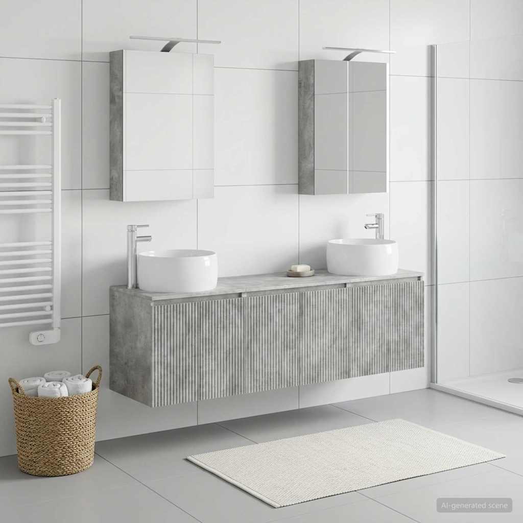 Set ormarića za kupaonicu 5 pcs Betonska siva Konstruirano drvo