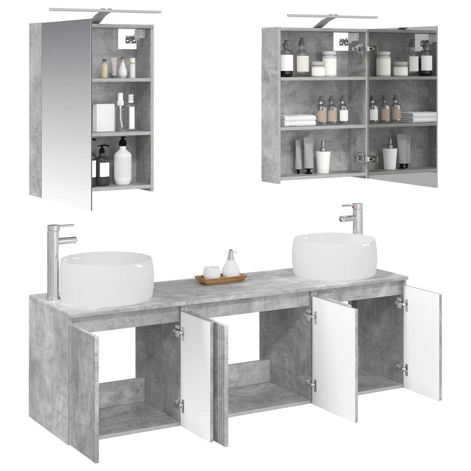 Set ormarića za kupaonicu 5 pcs Betonska siva Konstruirano drvo