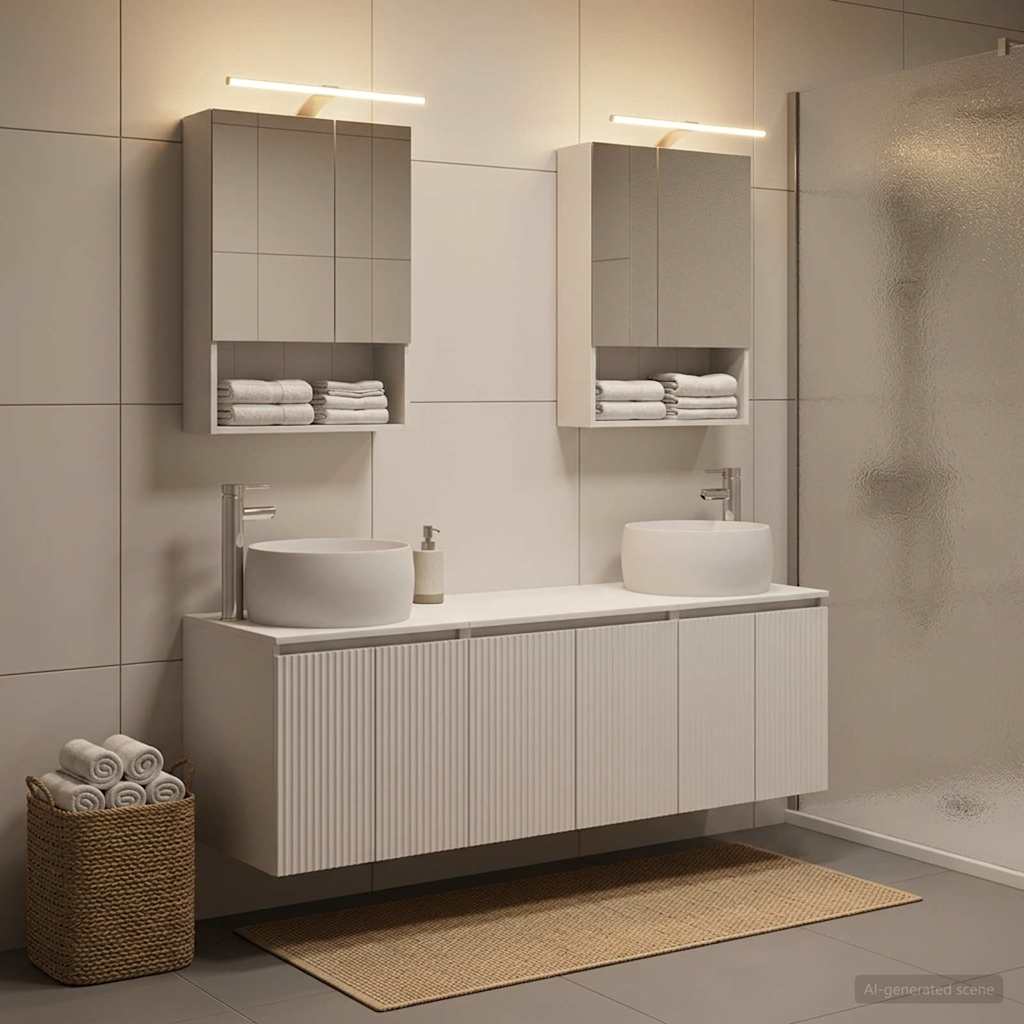 Set ormarića za kupaonicu 5 pcs Bijela Konstruirano drvo