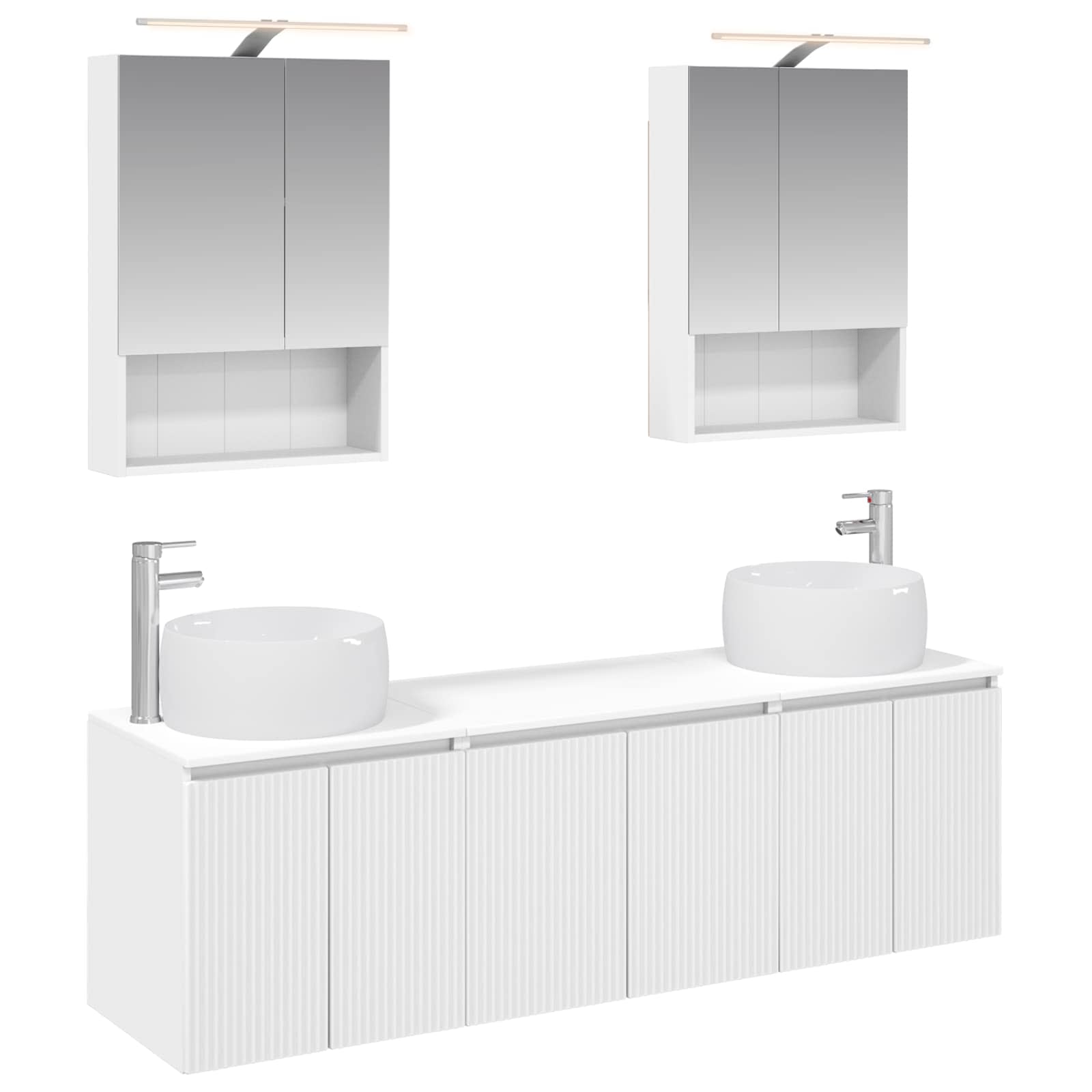 Set ormarića za kupaonicu 5 pcs Bijela Konstruirano drvo