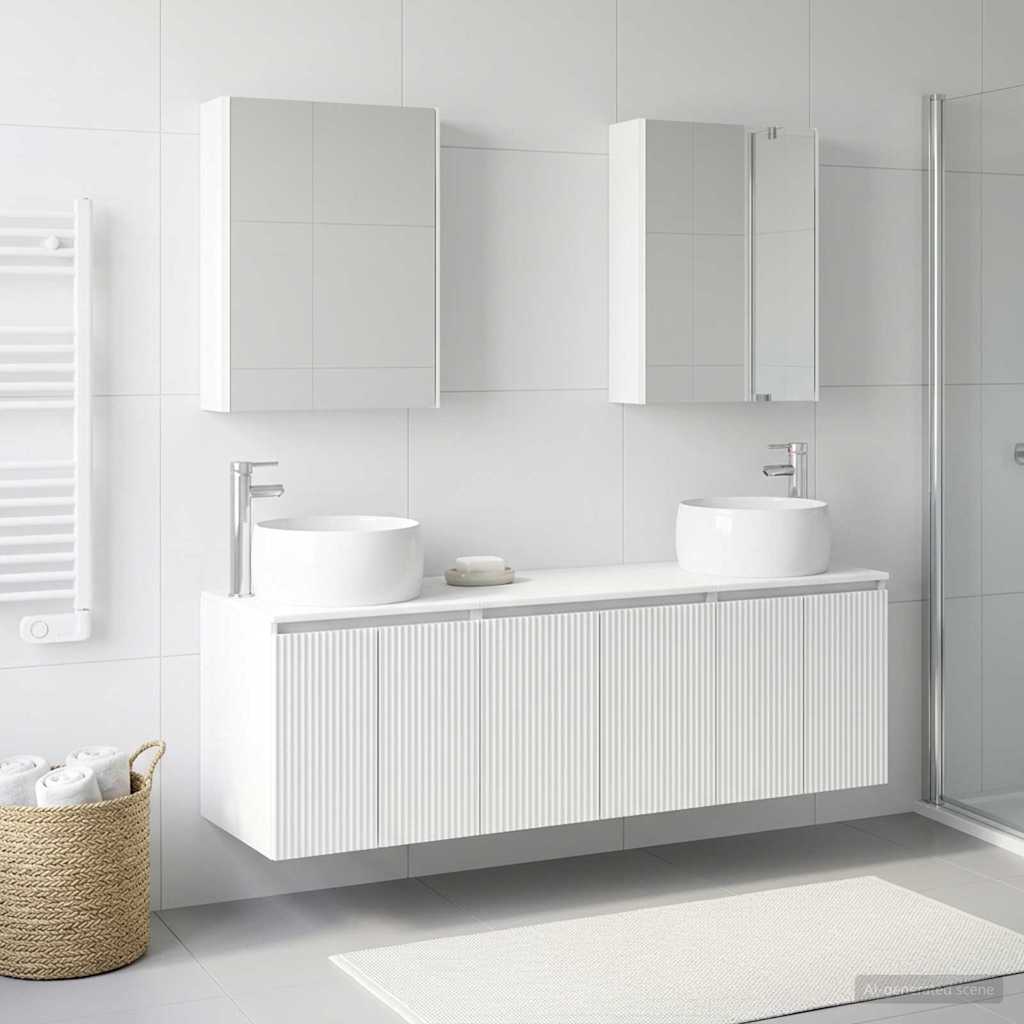 Set ormarića za kupaonicu 5 pcs Bijela Konstruirano drvo