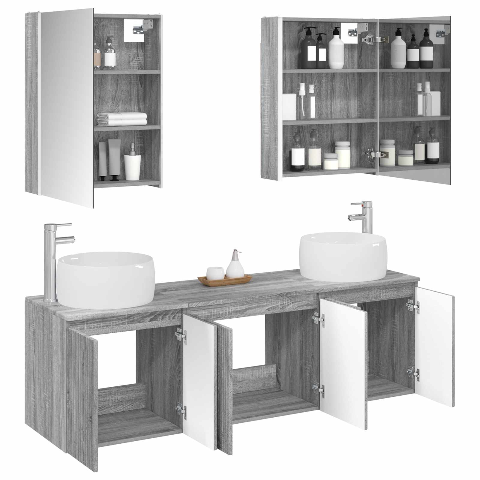 Set ormarića za kupaonicu 5 pcs Siva Sonoma Konstruirano drvo