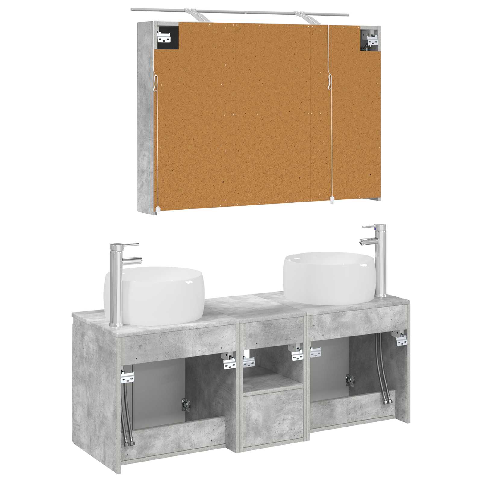 Set ormarića za kupaonicu 4 pcs Betonska siva Konstruirano drvo