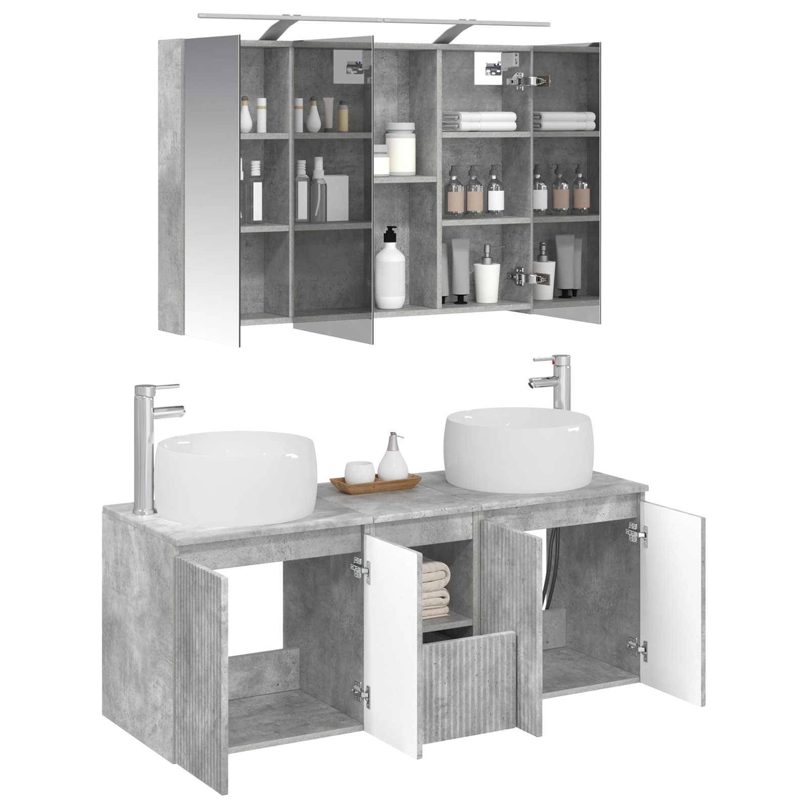 Set ormarića za kupaonicu 4 pcs Betonska siva Konstruirano drvo