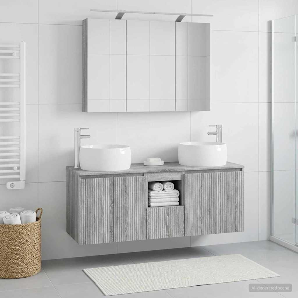 Set ormarića za kupaonicu 4 pcs Siva Sonoma Konstruirano drvo