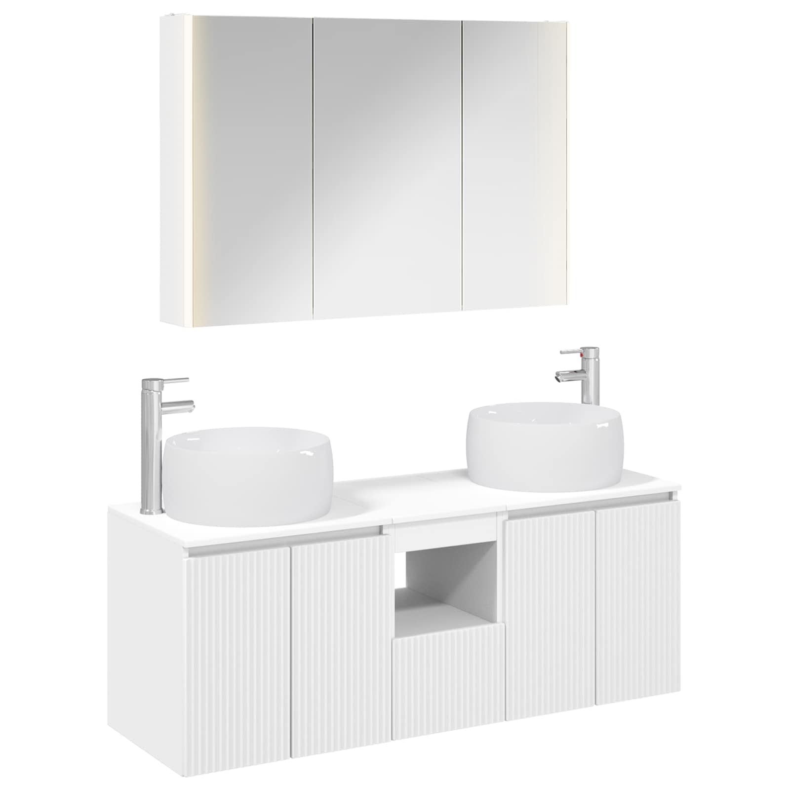 Set ormarića za kupaonicu 4 pcs Bijela Konstruirano drvo
