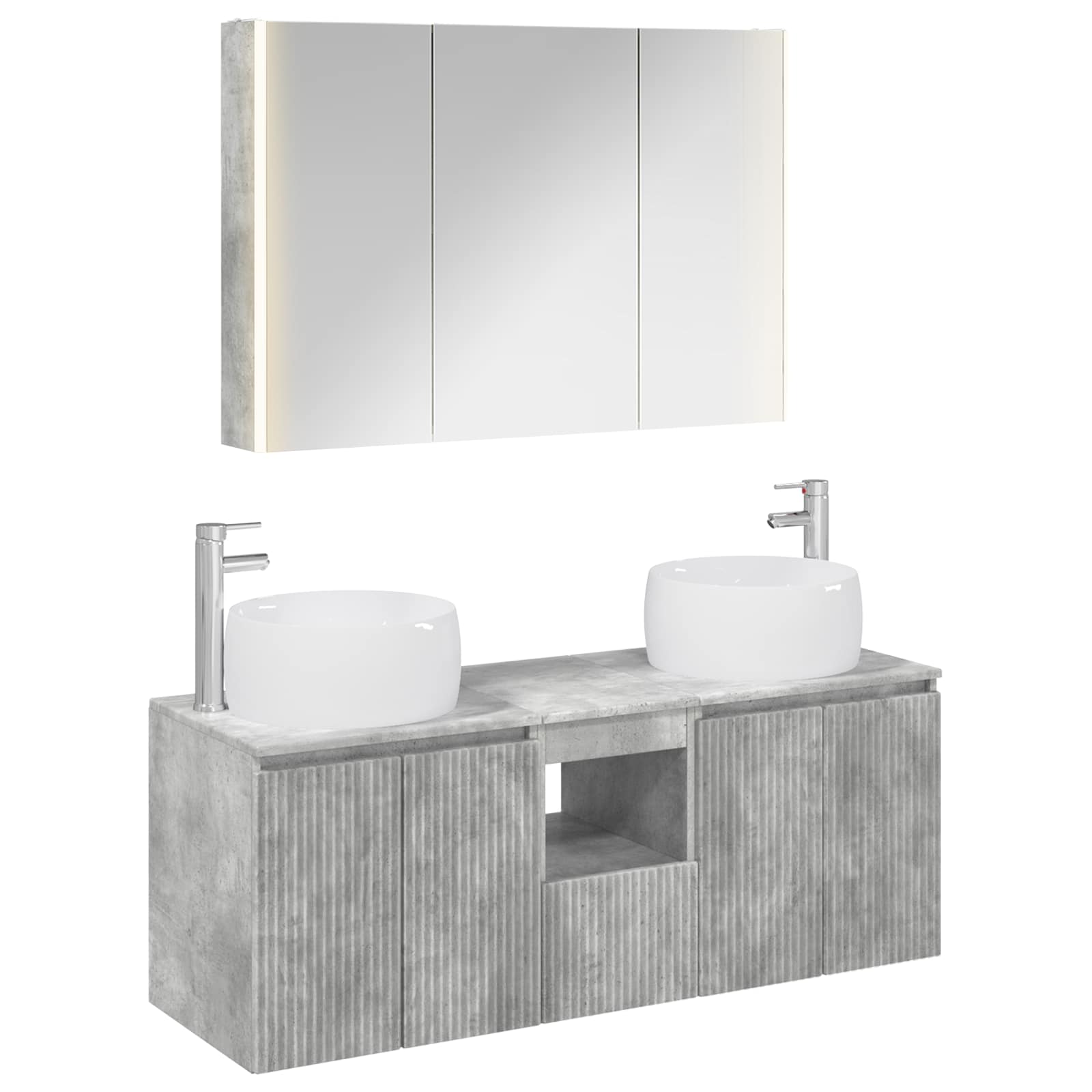 Set ormarića za kupaonicu 4 pcs Betonska siva Konstruirano drvo