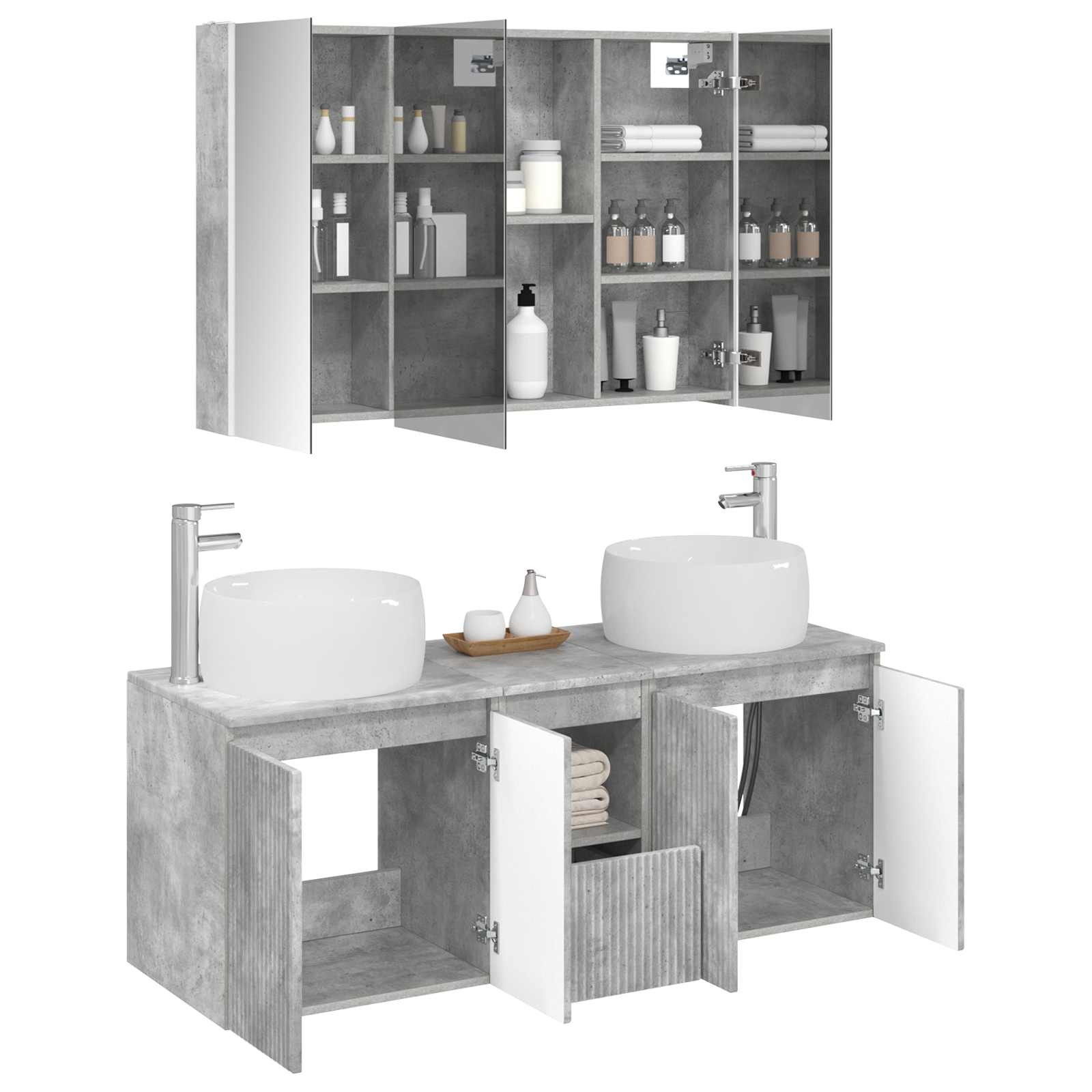 Set ormarića za kupaonicu 4 pcs Betonska siva Konstruirano drvo