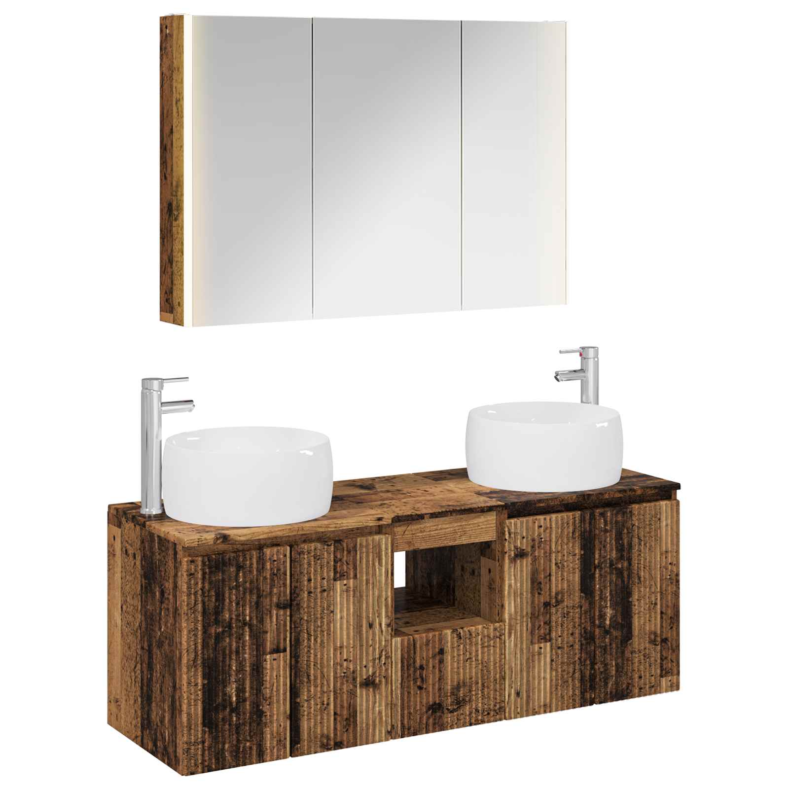 Set ormarića za kupaonicu 4 pcs Staro drvo Konstruirano drvo