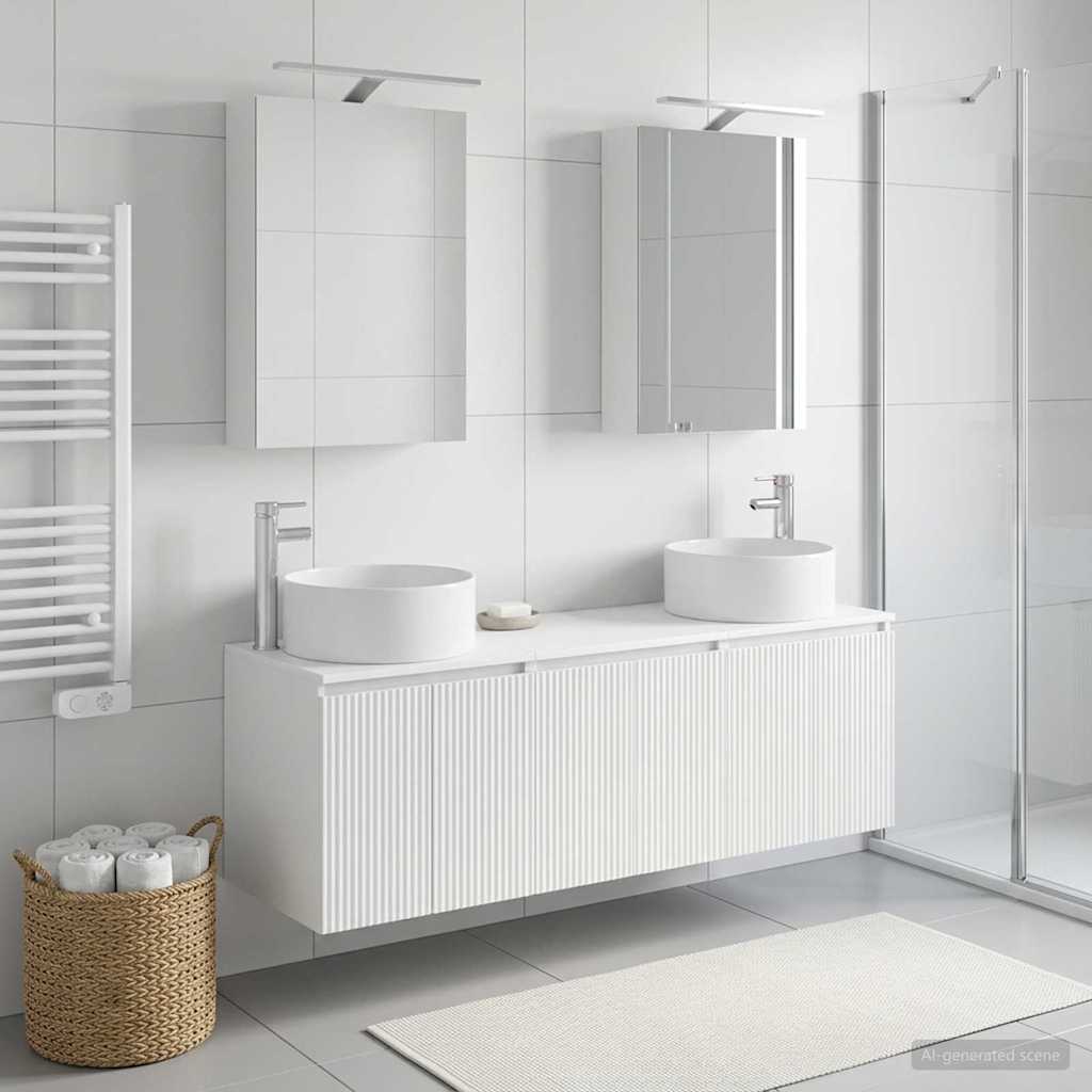 Set ormarića za kupaonicu 5 pcs Bijela Konstruirano drvo