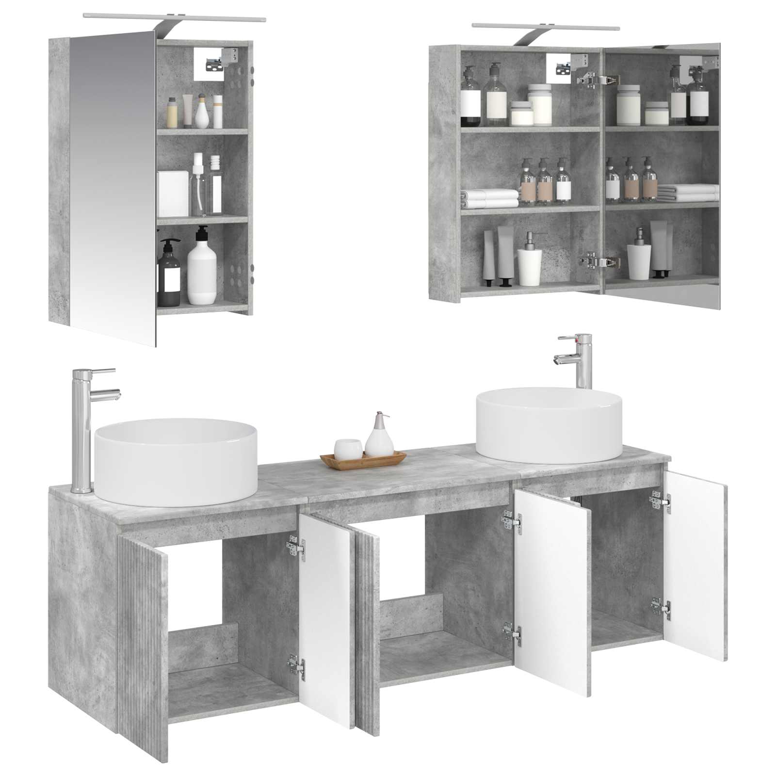 Set ormarića za kupaonicu 5 pcs Betonska siva Konstruirano drvo