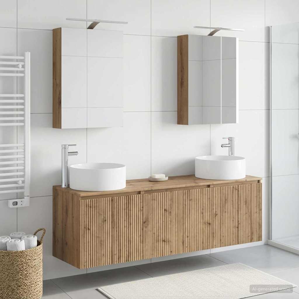 Set ormarića za kupaonicu 5 pcs Hrast artisan Konstruirano drvo