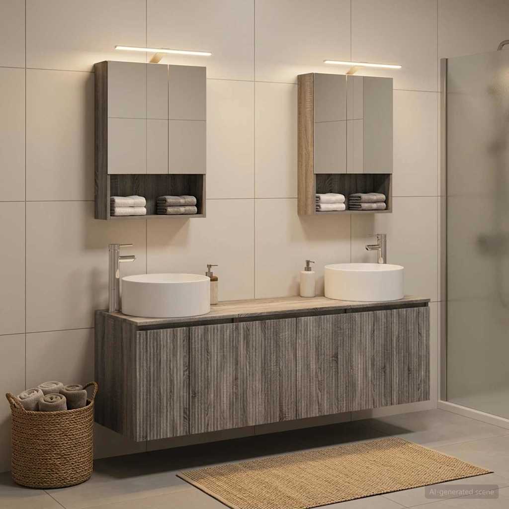 Set ormarića za kupaonicu 5 pcs Siva Sonoma Konstruirano drvo