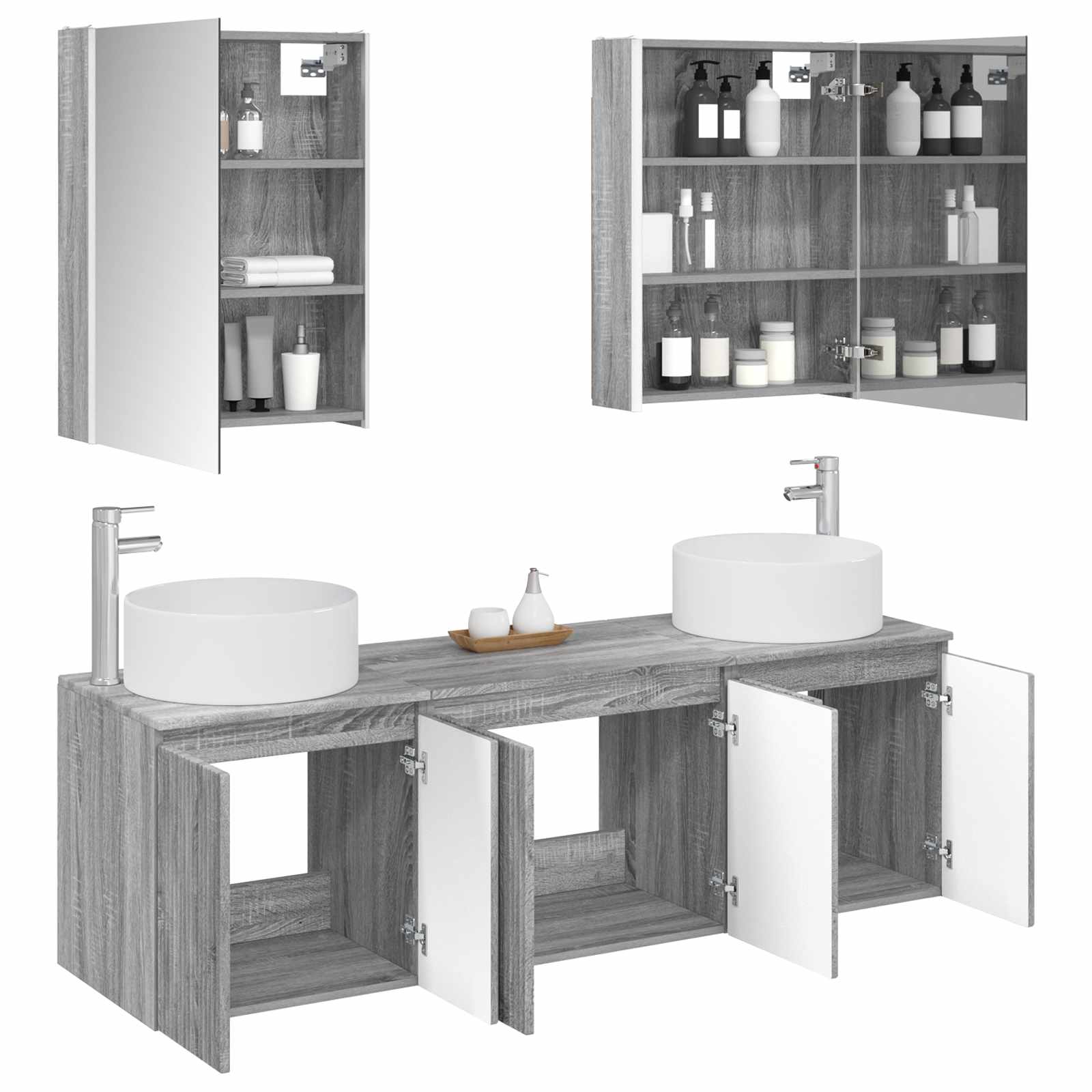 Set ormarića za kupaonicu 5 pcs Siva Sonoma Konstruirano drvo