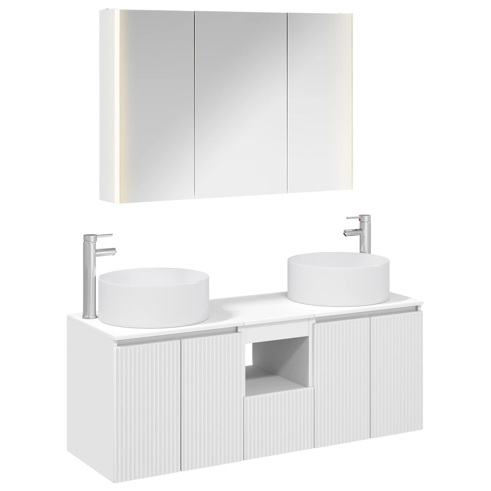 Set ormarića za kupaonicu 4 pcs Bijela 103,5 x 15,5 x 70 cm