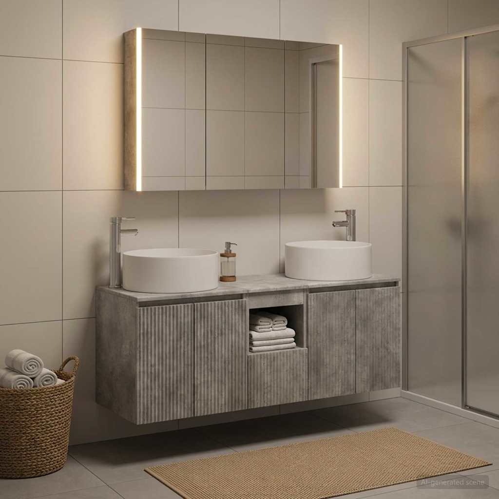 Set ormarića za kupaonicu 4 pcs Betonska siva