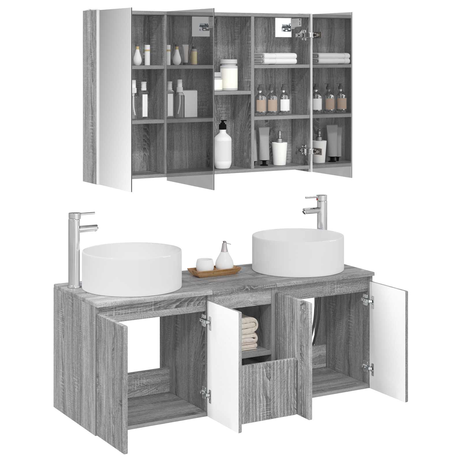 Set ormarića za kupaonicu 4 pcs Siva Sonoma