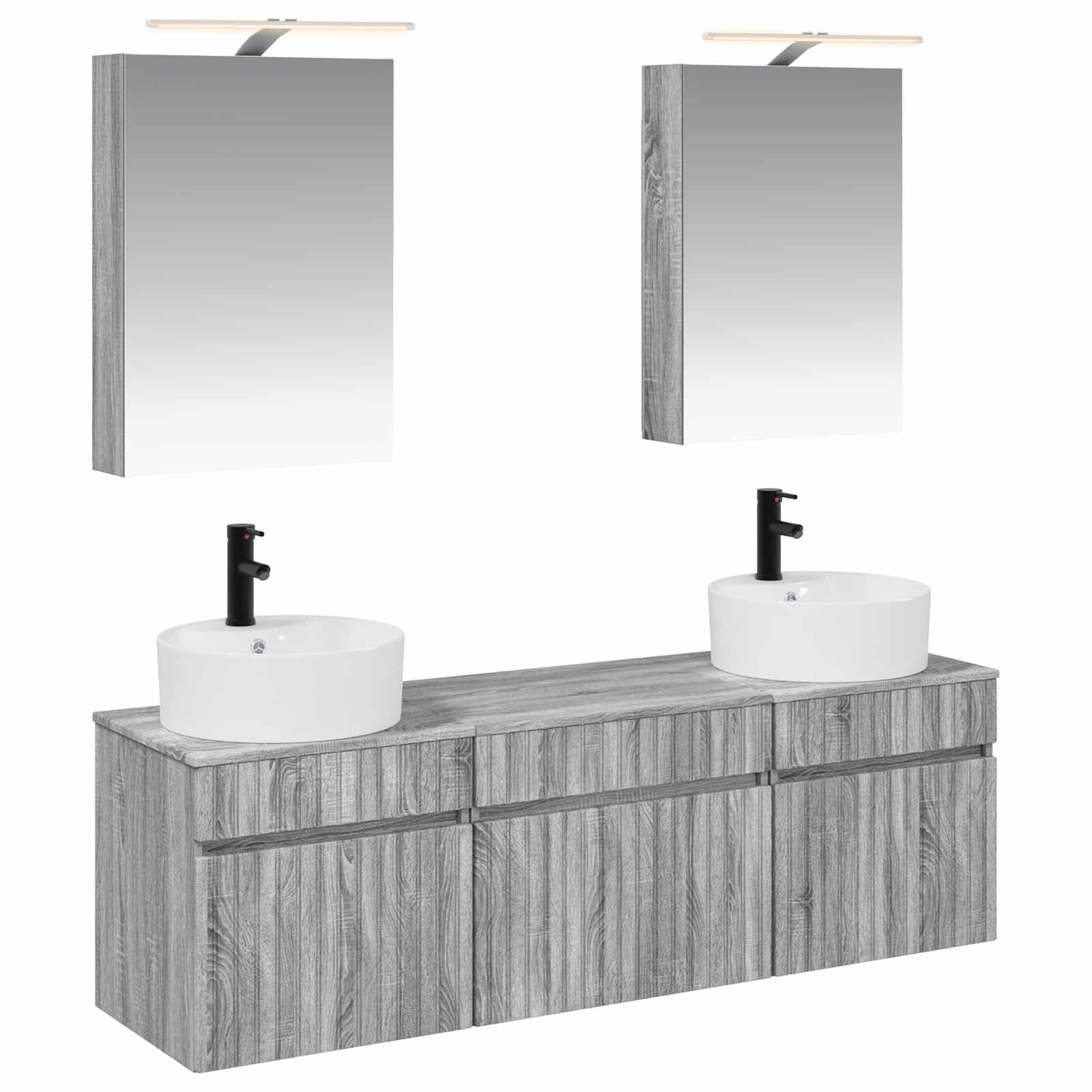 Set ormarića za kupaonicu 5 pcs Siva Sonoma 50 x 14,5 x 70 cm