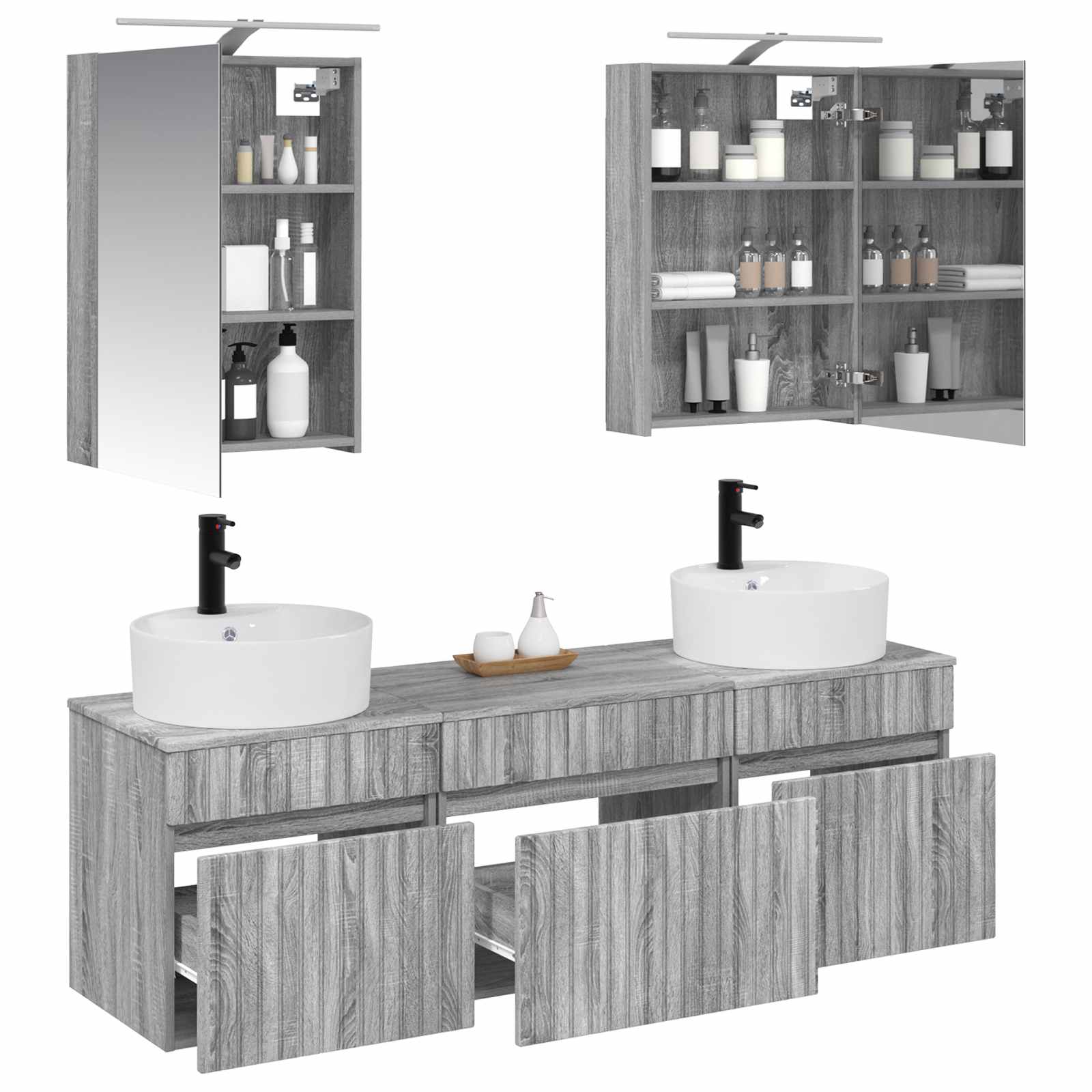 Set ormarića za kupaonicu 5 pcs Siva Sonoma 50 x 14,5 x 70 cm