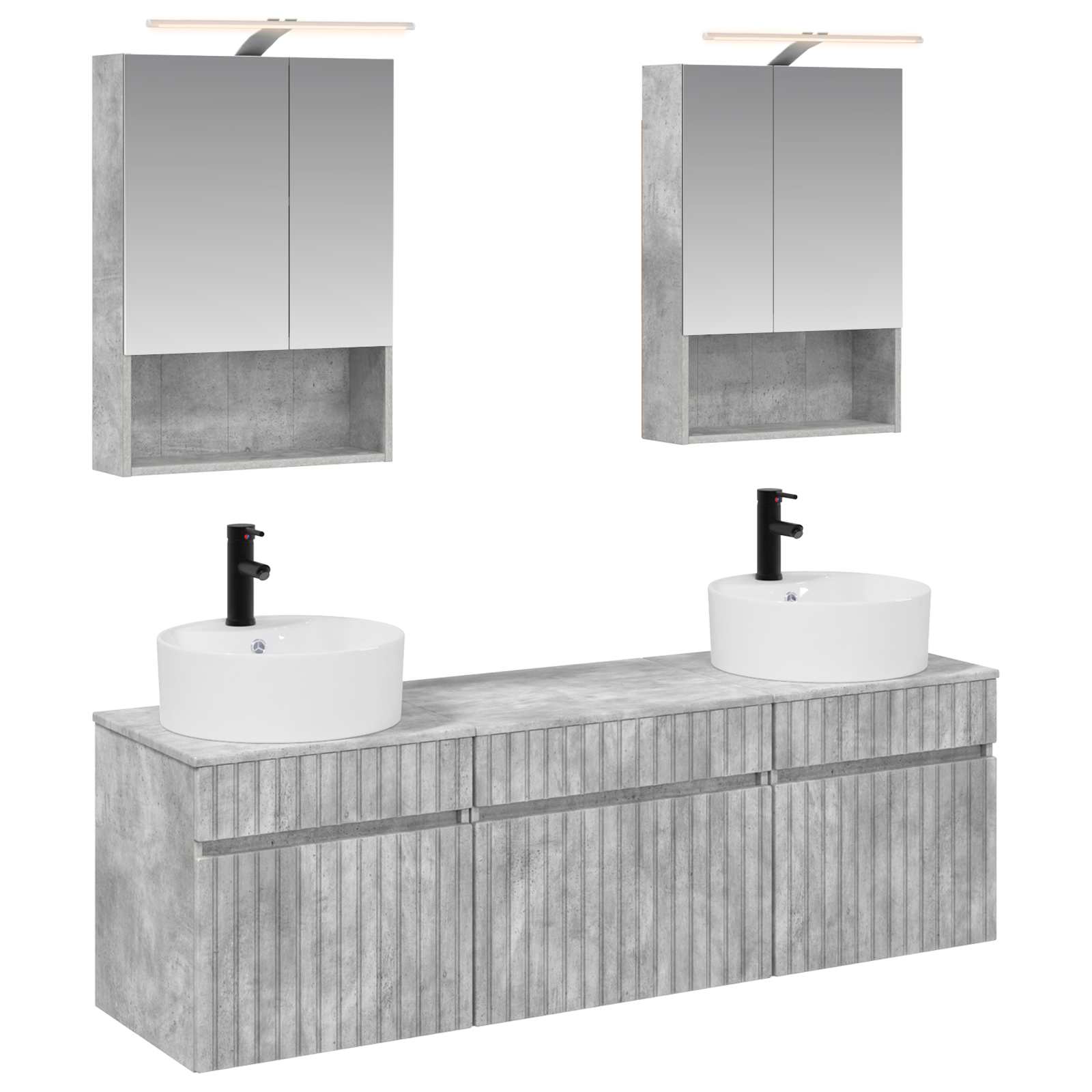 Set ormarića za kupaonicu 5 pcs Betonska siva 50 x 14,5 x 70 cm