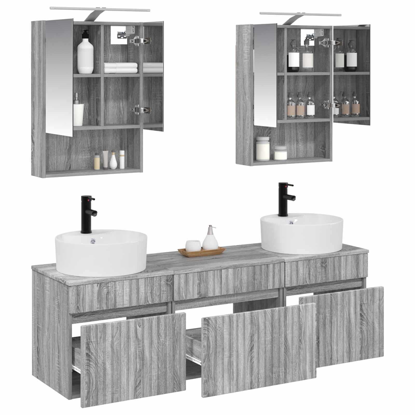 Set ormarića za kupaonicu 5 pcs Siva Sonoma 50 x 14,5 x 70 cm