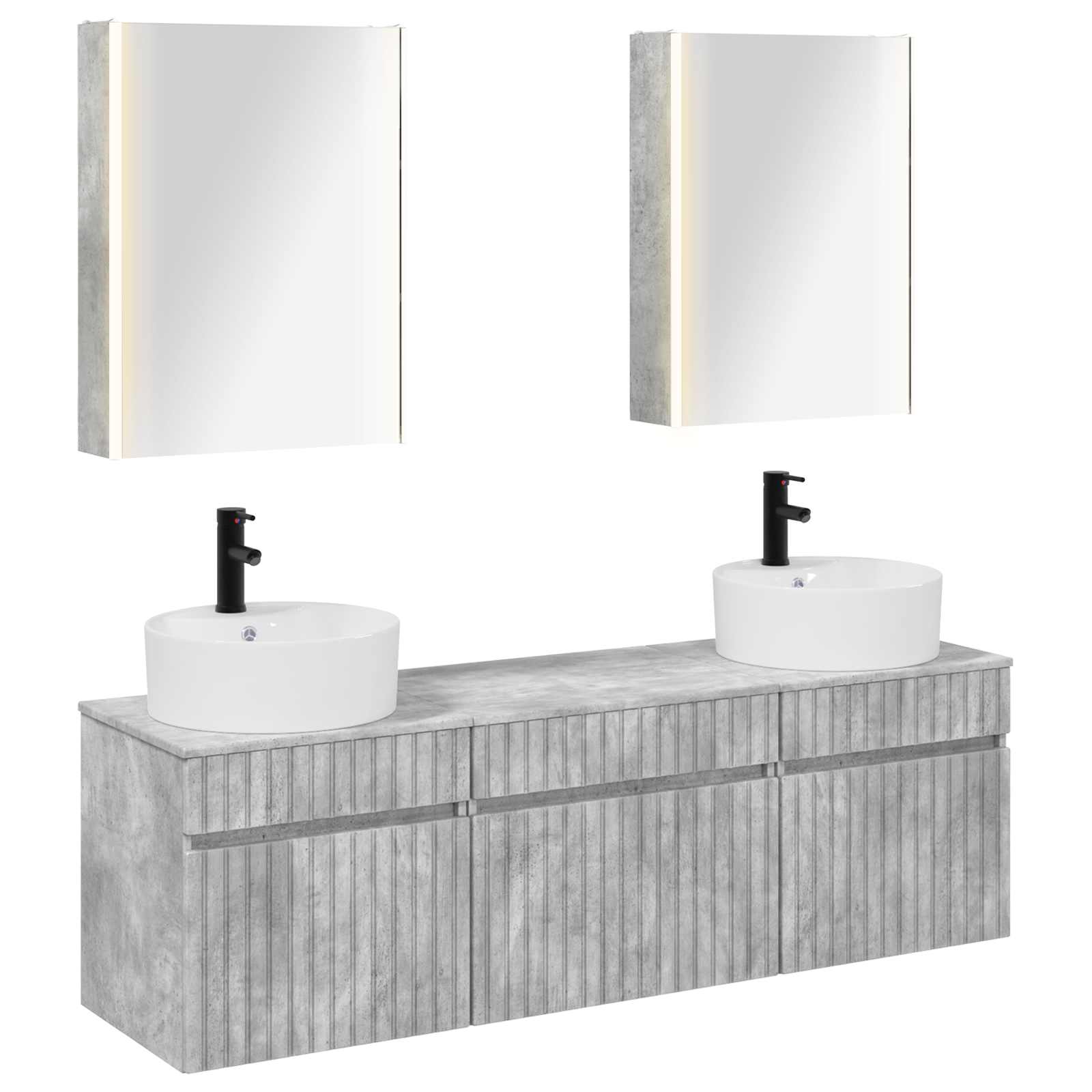 Set ormarića za kupaonicu 5 pcs Betonska siva 53 x 15,5 x 70 cm