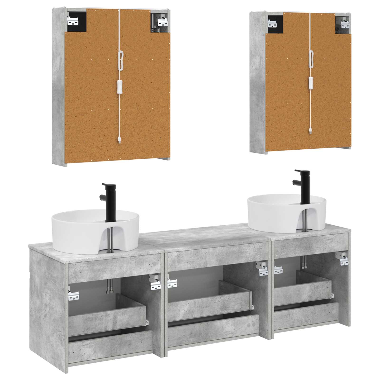 Set ormarića za kupaonicu 5 pcs Betonska siva 53 x 15,5 x 70 cm