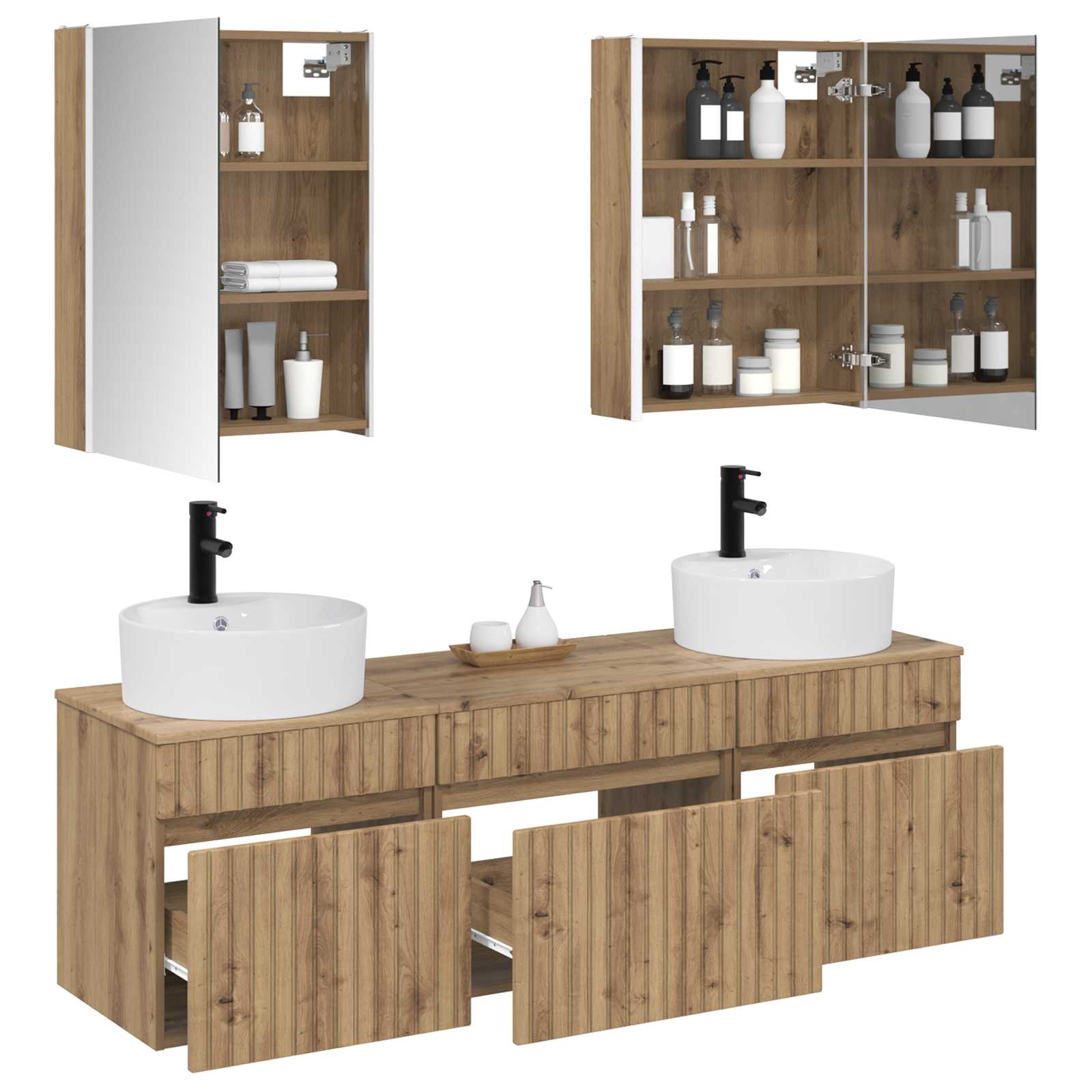 Set ormarića za kupaonicu 5 pcs Hrast artisan 53 x 15,5 x 70 cm