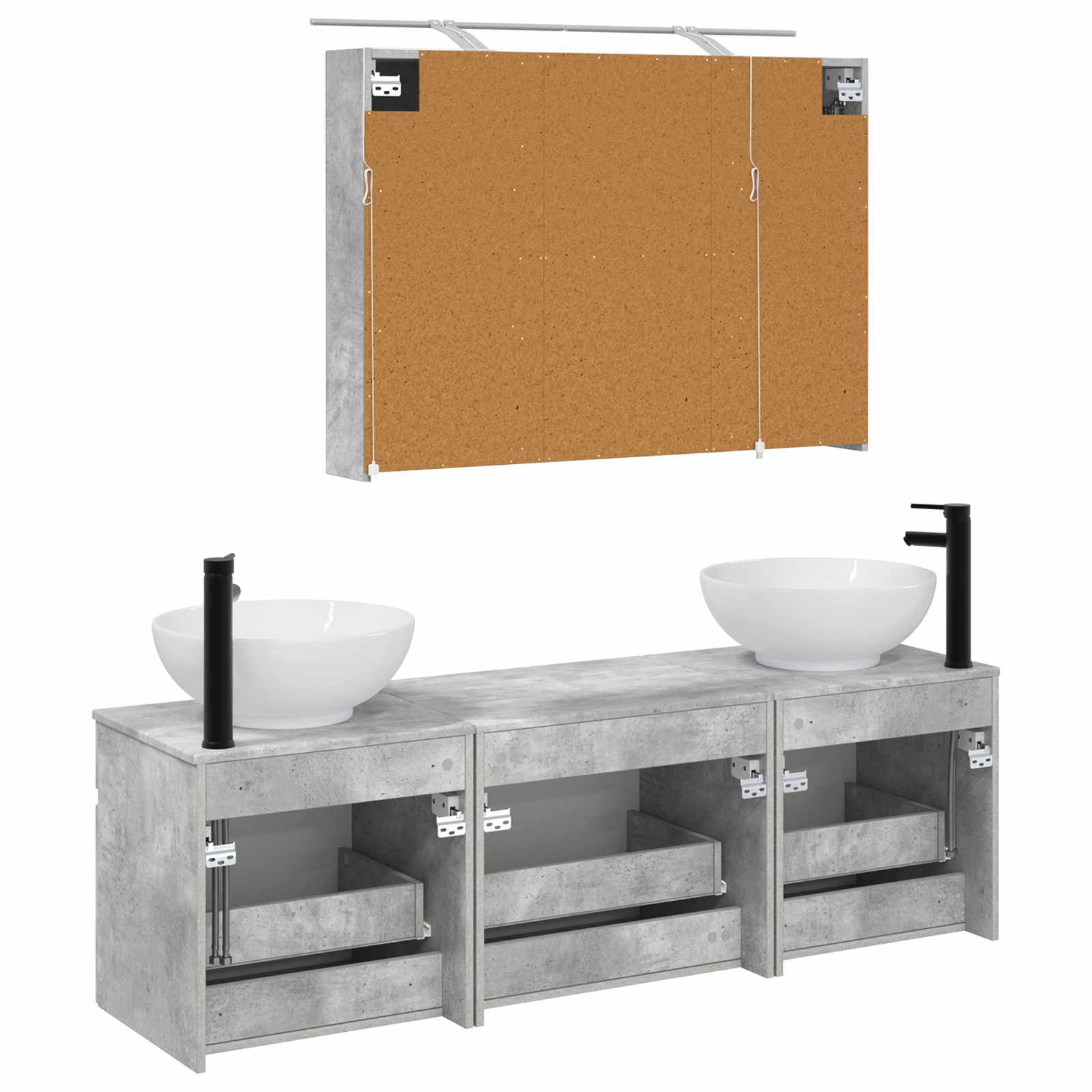 Set ormarića za kupaonicu 4 pcs Betonska siva Konstruirano drvo