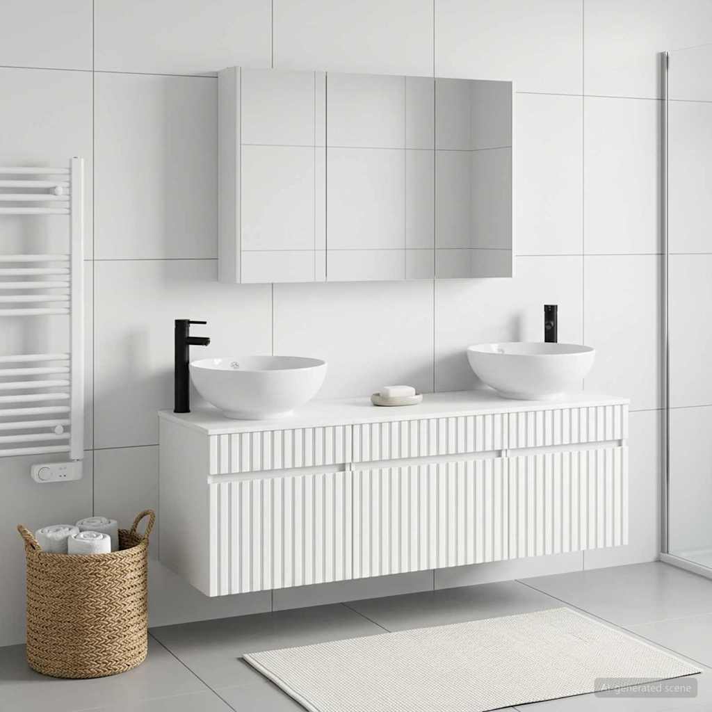 Set ormarića za kupaonicu 4 pcs Bijela 103,5 x 15,5 x 70 cm