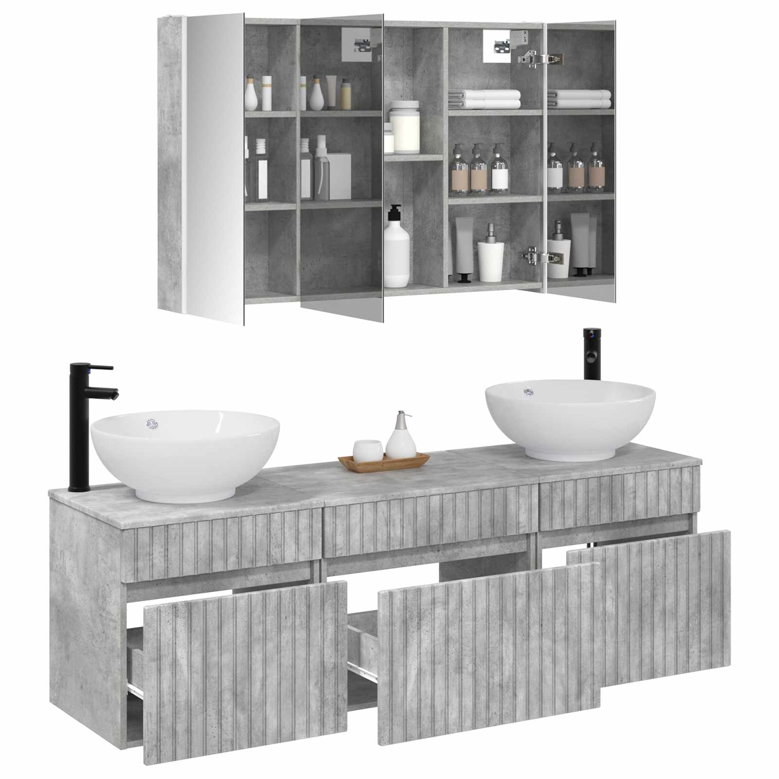 Set ormarića za kupaonicu 4 pcs Betonska siva