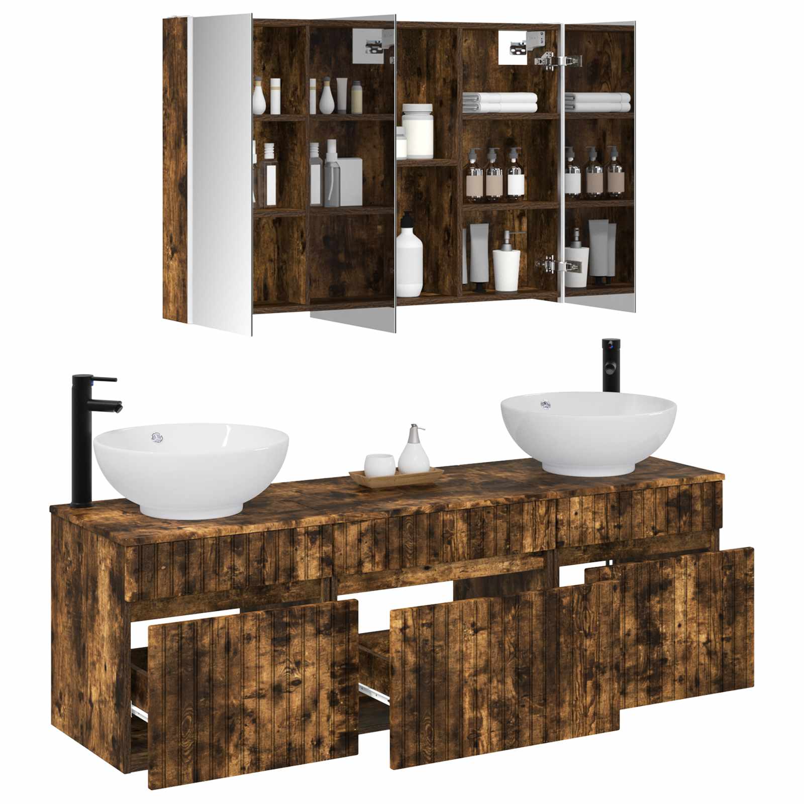 Set ormarića za kupaonicu 4 pcs Dimljeni hrast