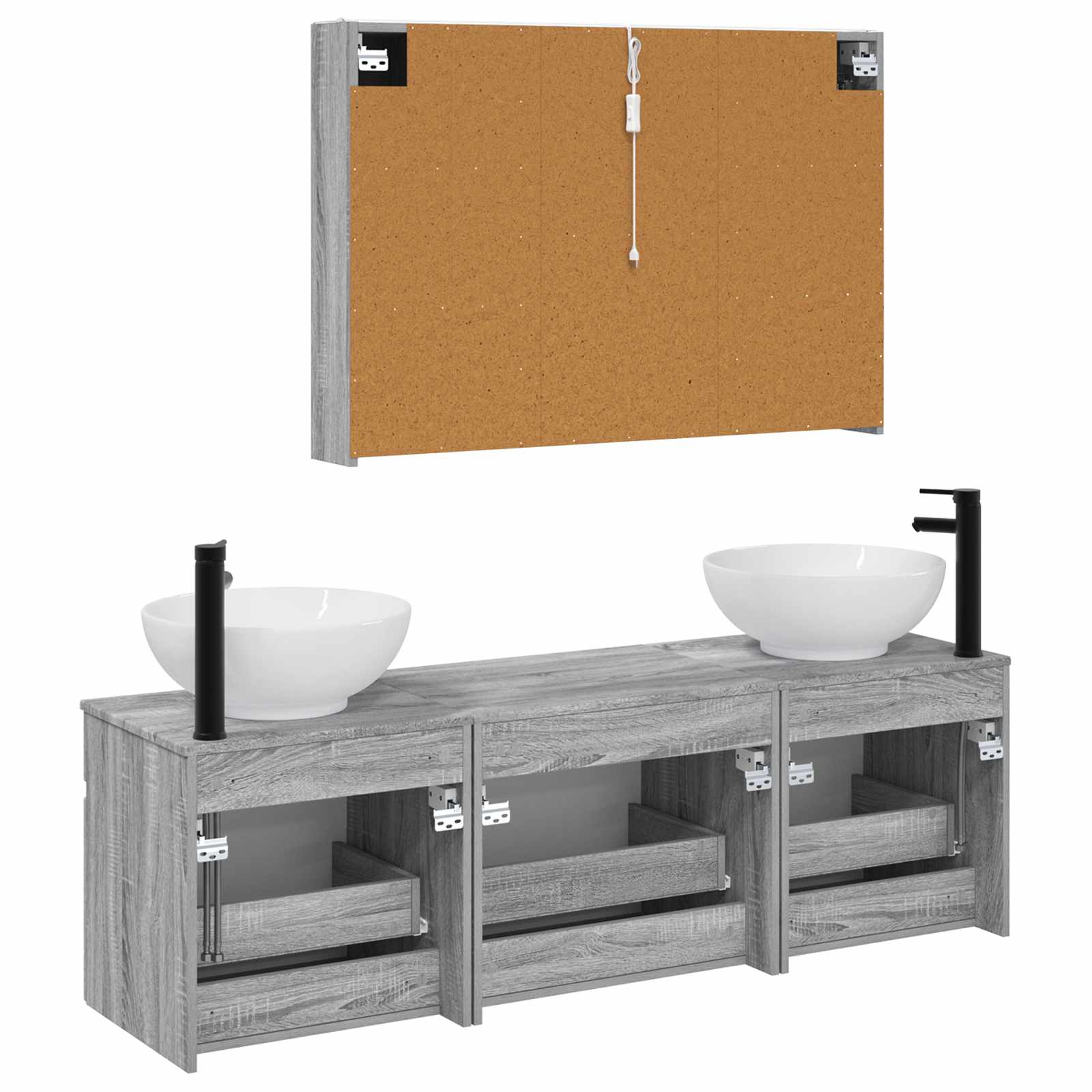 Set ormarića za kupaonicu 4 pcs Siva Sonoma