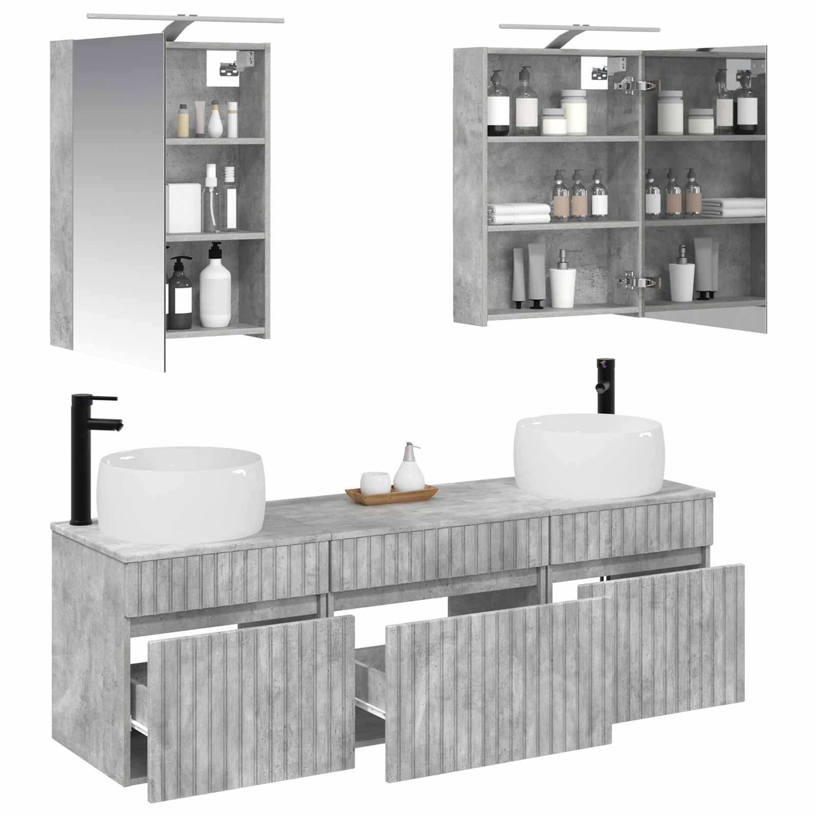 Set ormarića za kupaonicu 5 pcs Betonska siva 50 x 14,5 x 70 cm