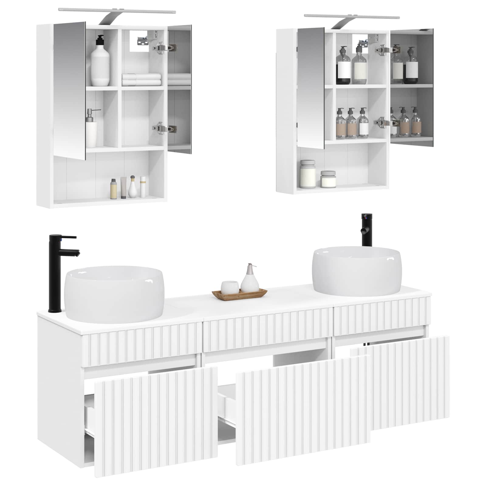 Set ormarića za kupaonicu 5 pcs Bijela 50 x 14,5 x 70 cm