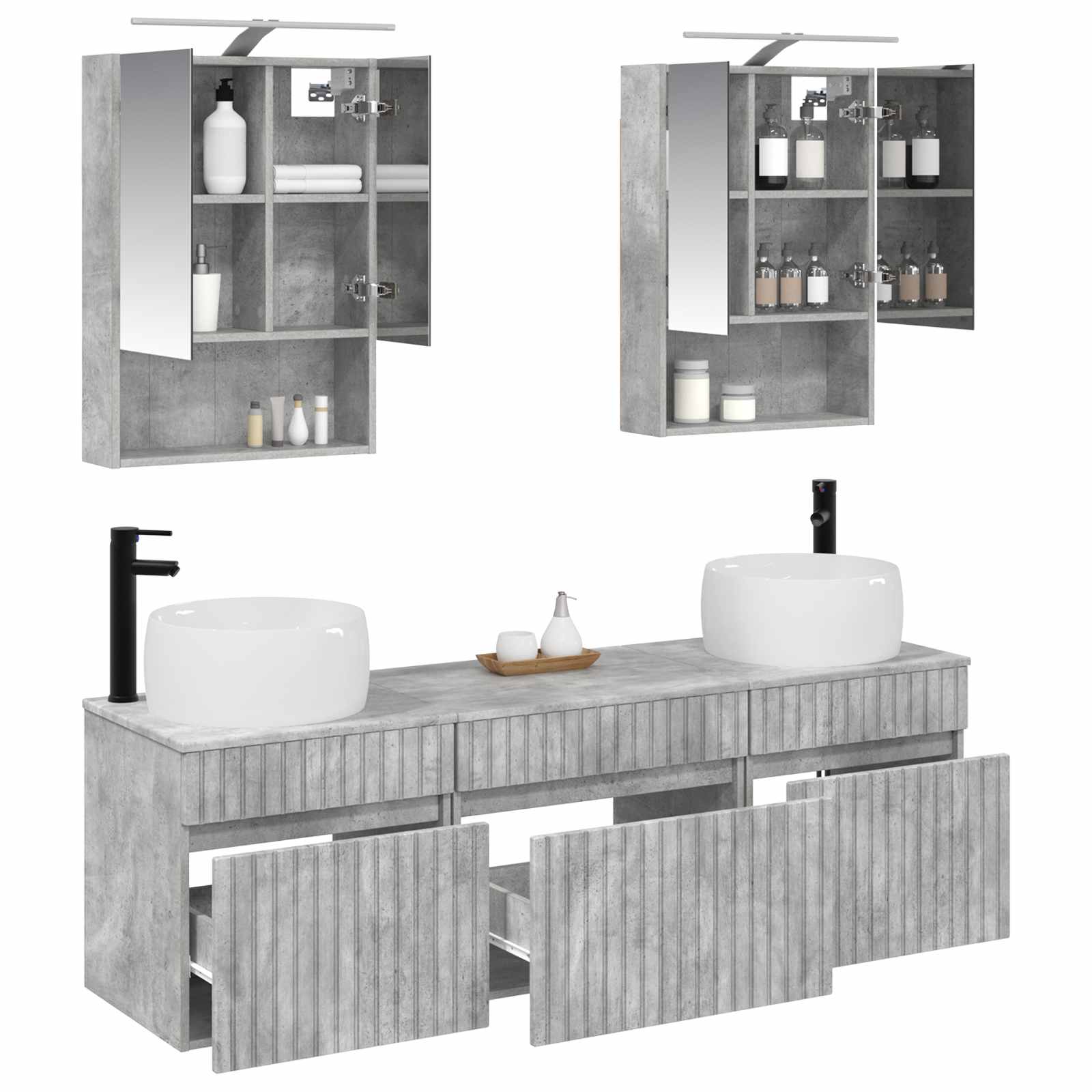 Set ormarića za kupaonicu 5 pcs Betonska siva 50 x 14,5 x 70 cm
