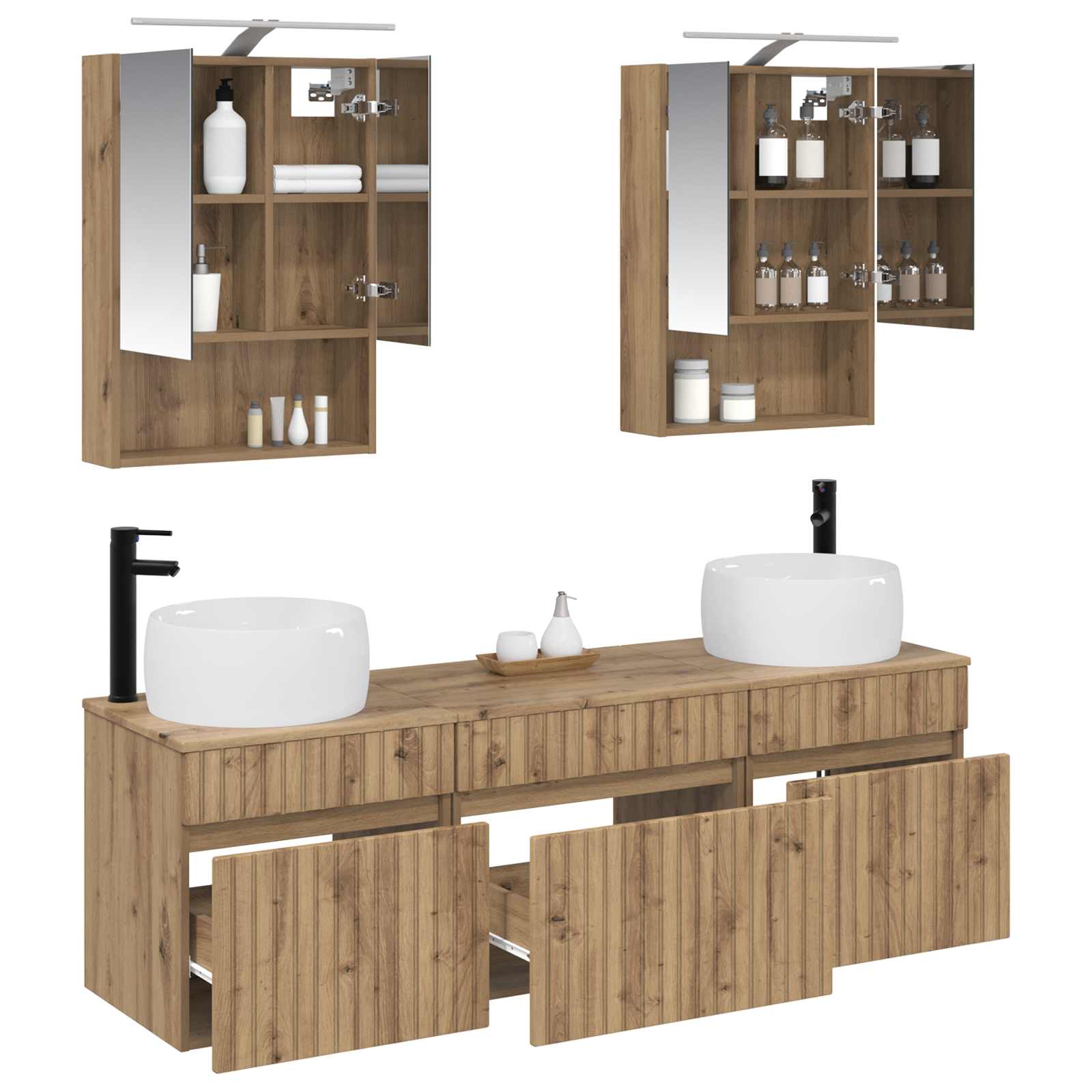 Set ormarića za kupaonicu 5 pcs Hrast artisan 50 x 14,5 x 70 cm