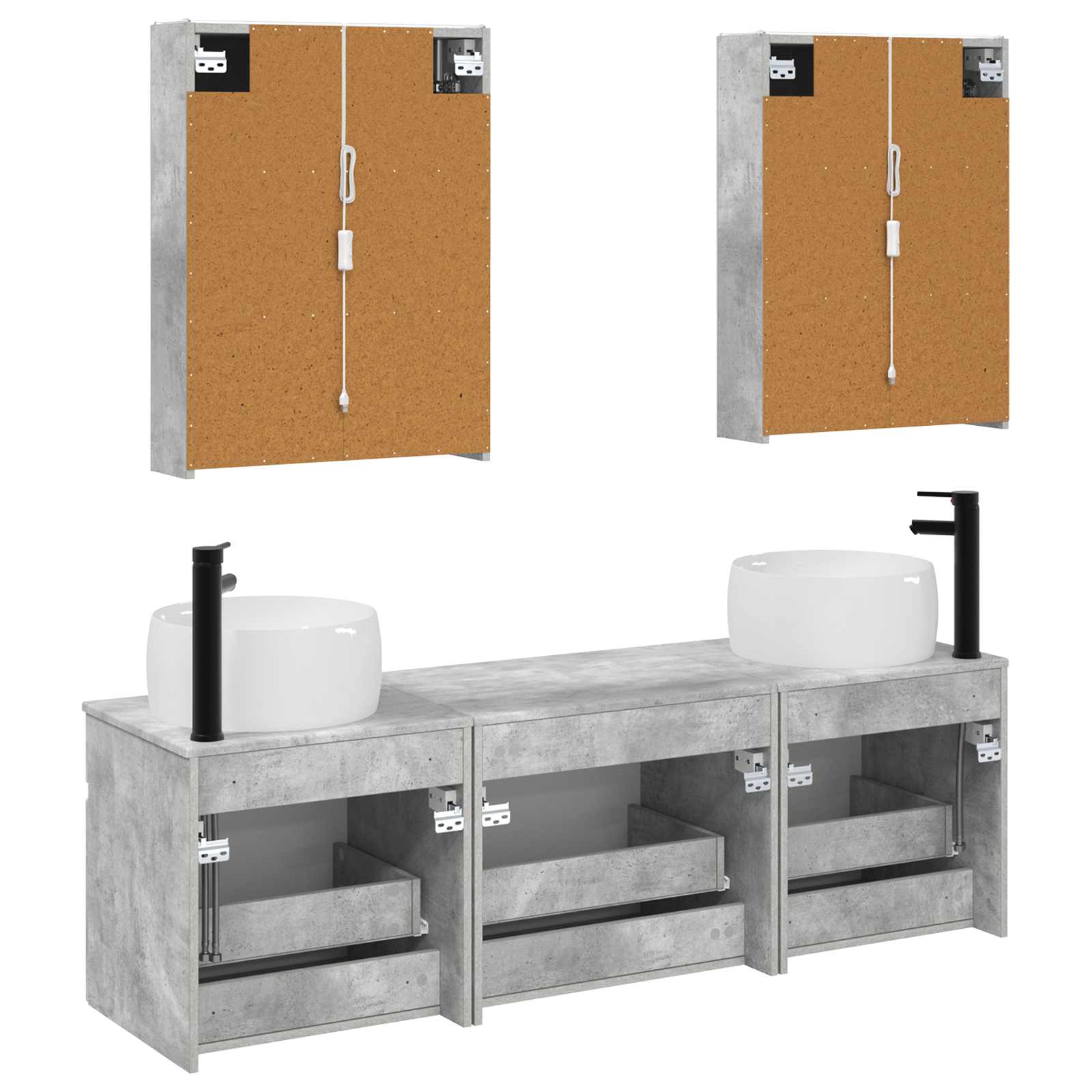 Set ormarića za kupaonicu 5 pcs Betonska siva 53 x 15,5 x 70 cm