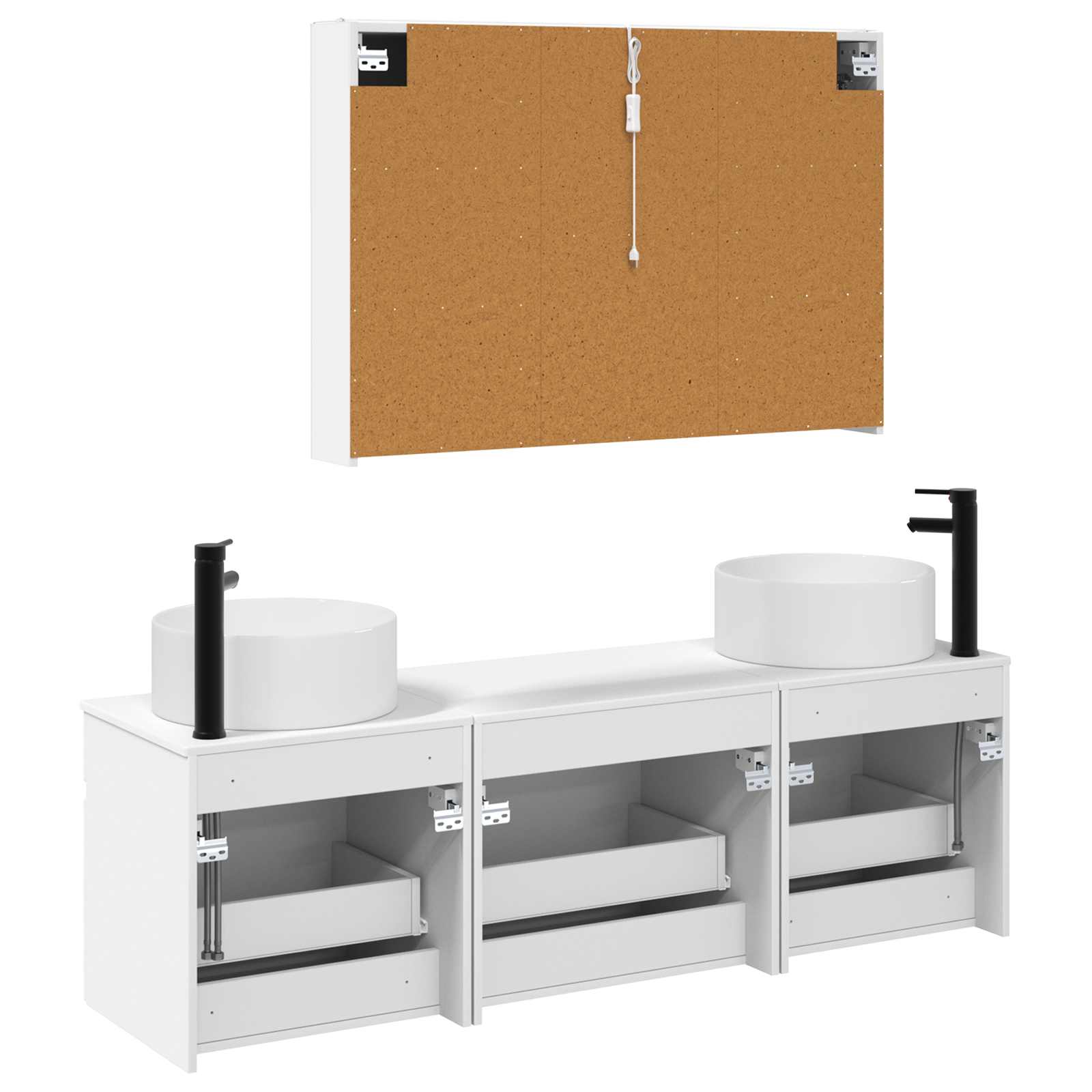Set ormarića za kupaonicu 4 pcs Bijela 103,5 x 15,5 x 70 cm
