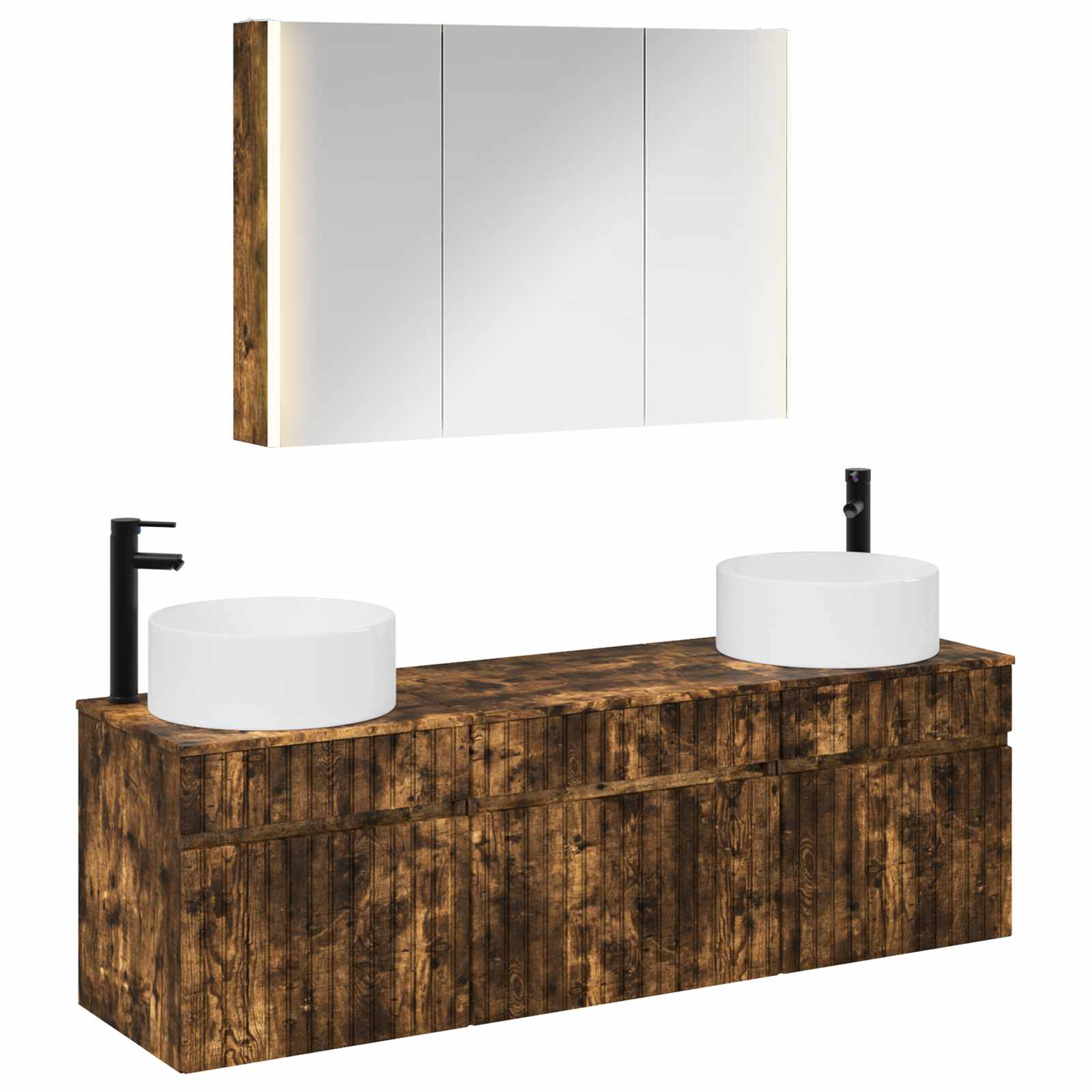 Set ormarića za kupaonicu 4 pcs Dimljeni hrast