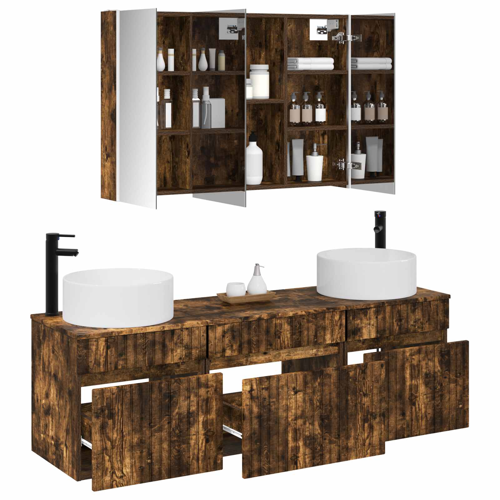 Set ormarića za kupaonicu 4 pcs Dimljeni hrast