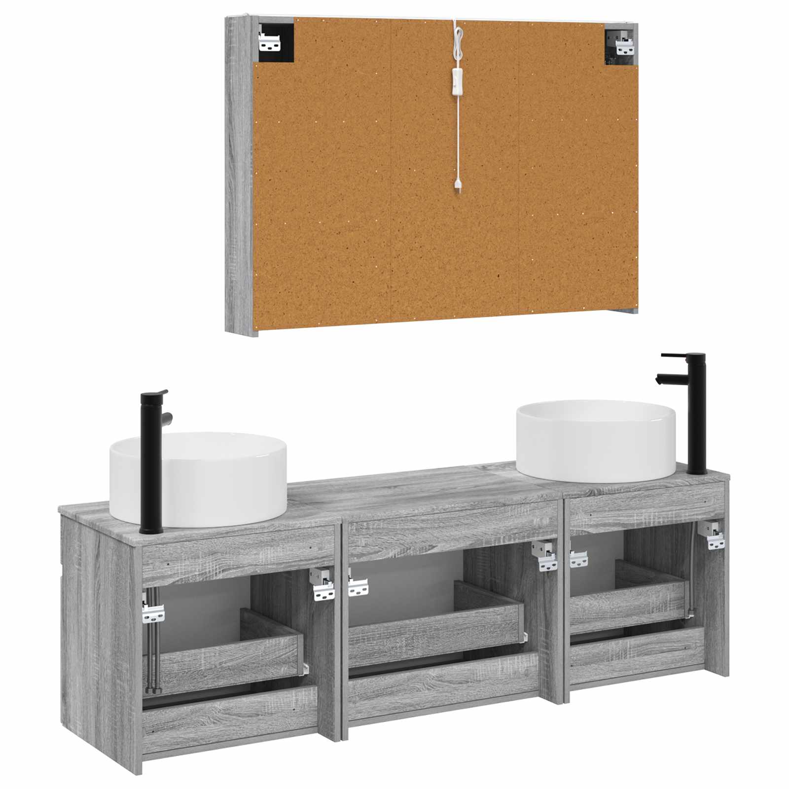 Set ormarića za kupaonicu 4 pcs Siva Sonoma