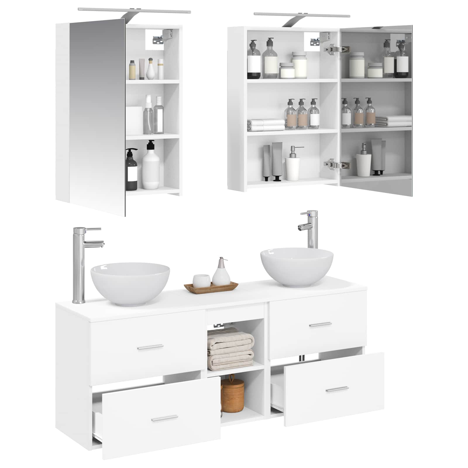 Set ormarića za kupaonicu 5 pcs Bijela 50 x 14,5 x 70 cm