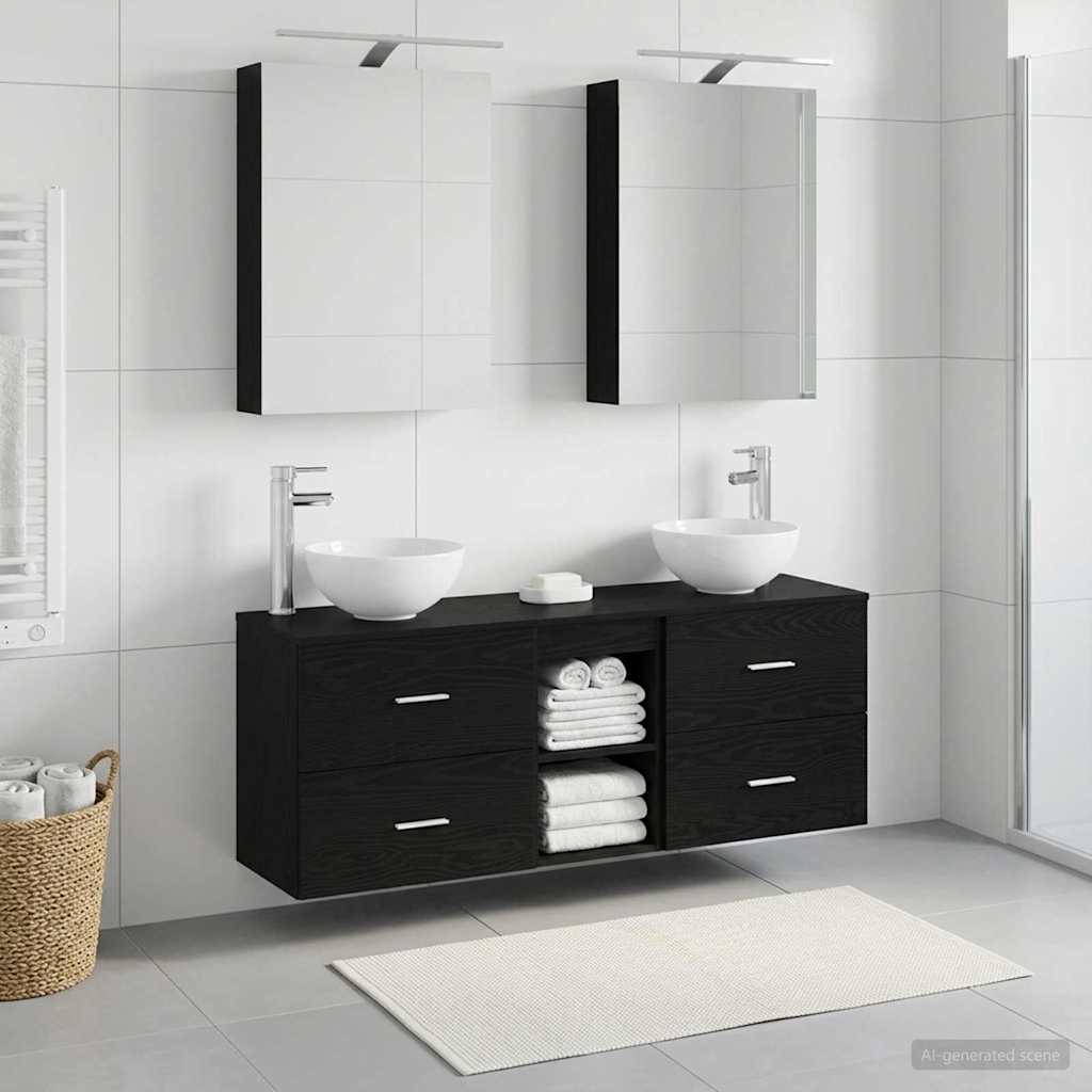 Set ormarića za kupaonicu 5 pcs Crni hrast 50 x 14,5 x 70 cm